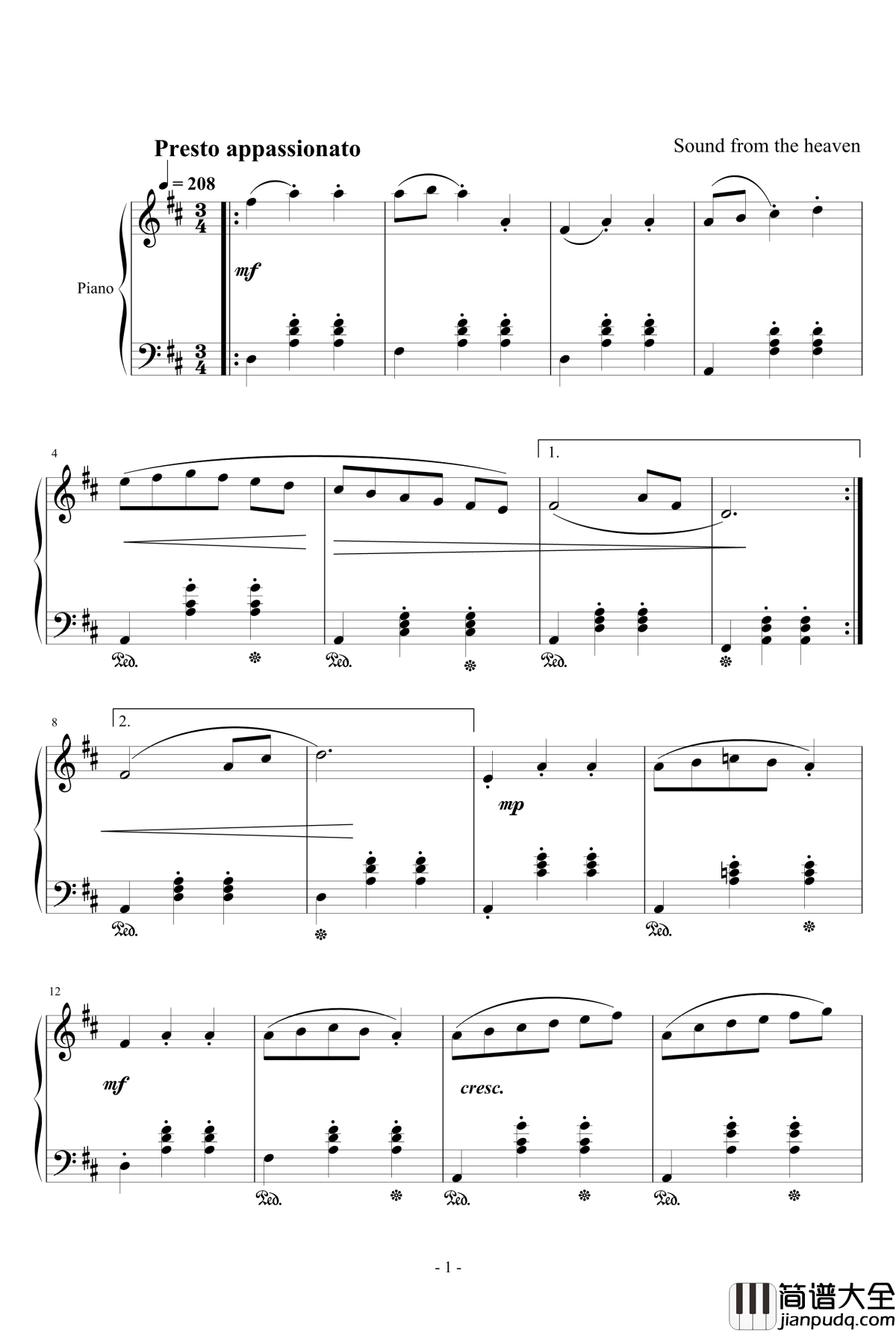 舞曲钢琴谱_天籁传声