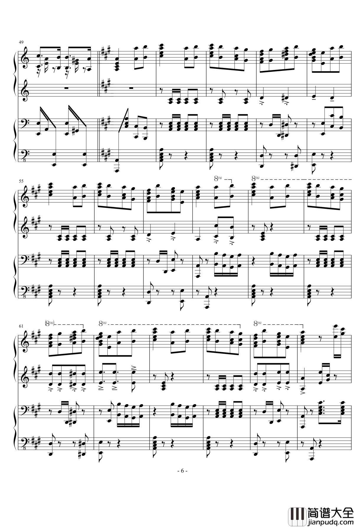 华丽的A调四手联弹组曲钢琴谱_宋予陌