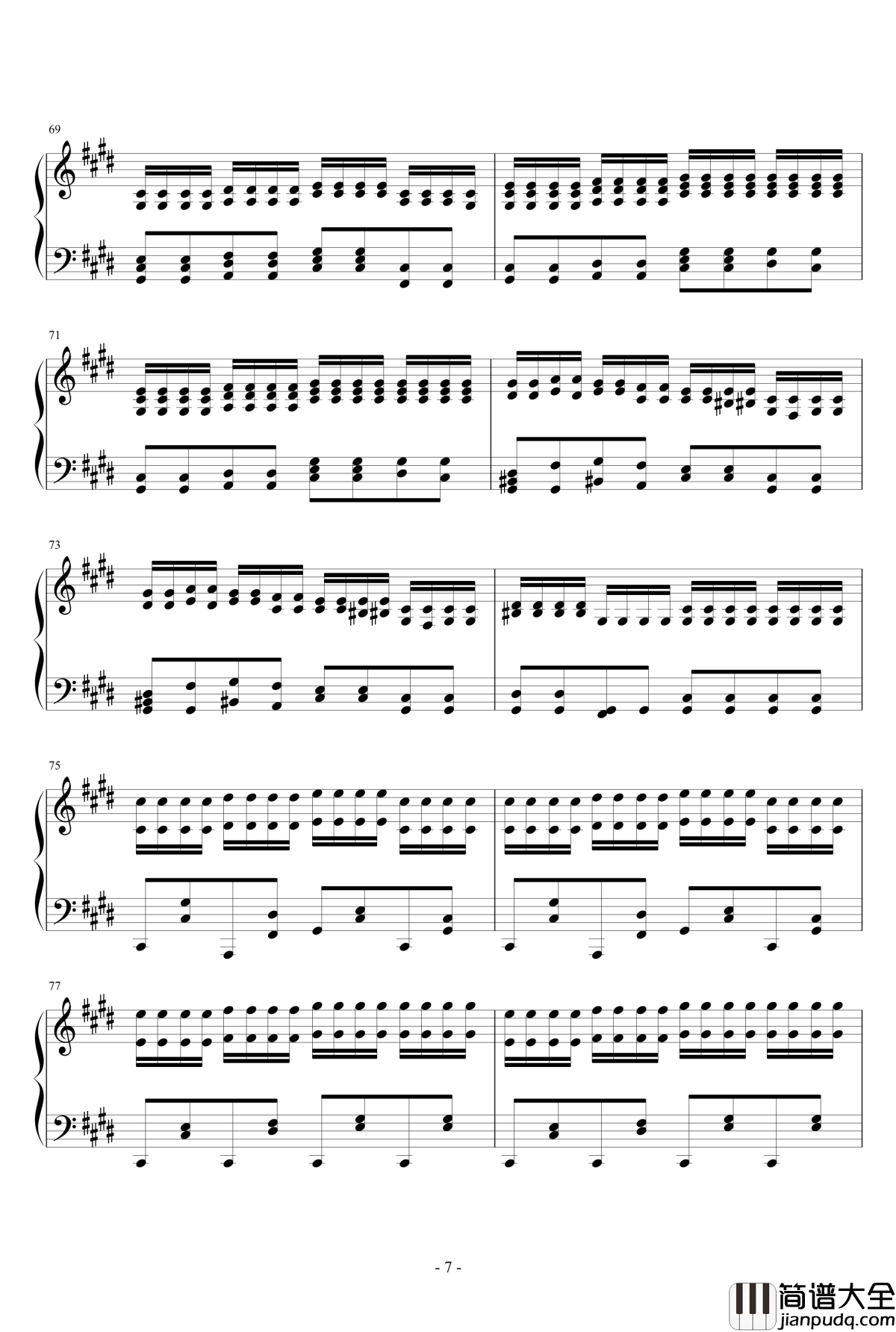 两只老虎变奏曲钢琴谱_儿童歌曲