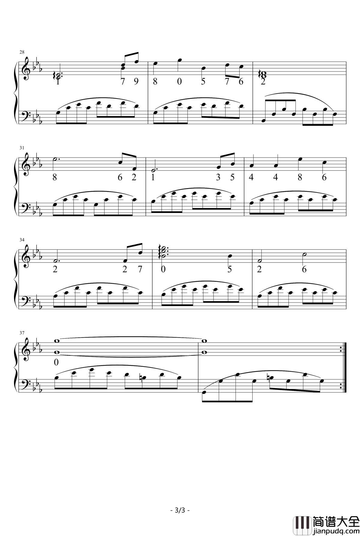 数字音符钢琴谱_知道45__y