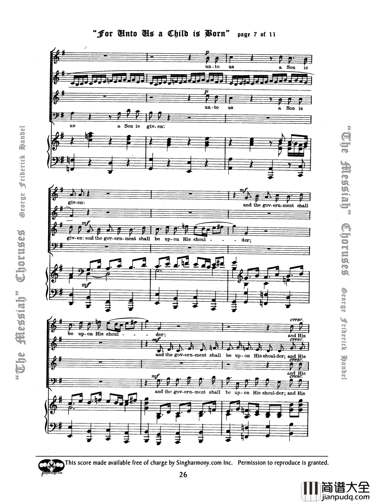 For_unto_us_a_Child_is_born钢琴谱_Handel