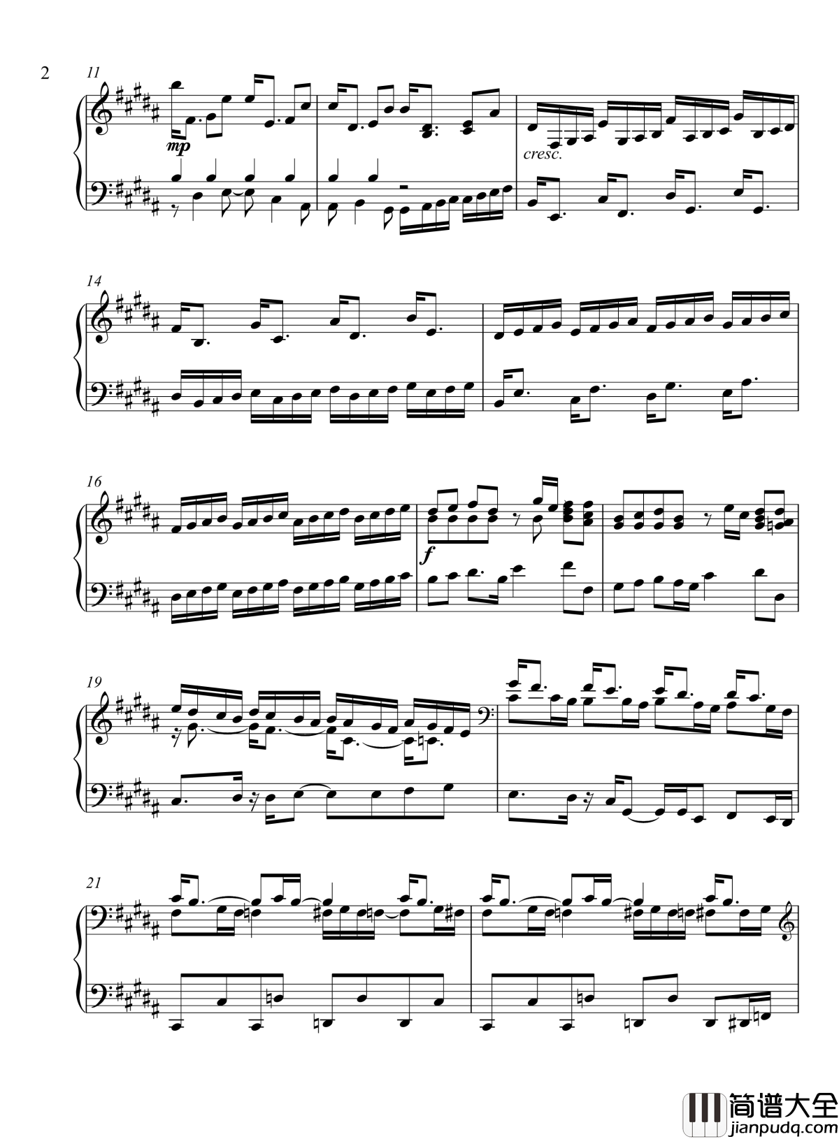 辛普森B大调练习曲钢琴谱_辛普森