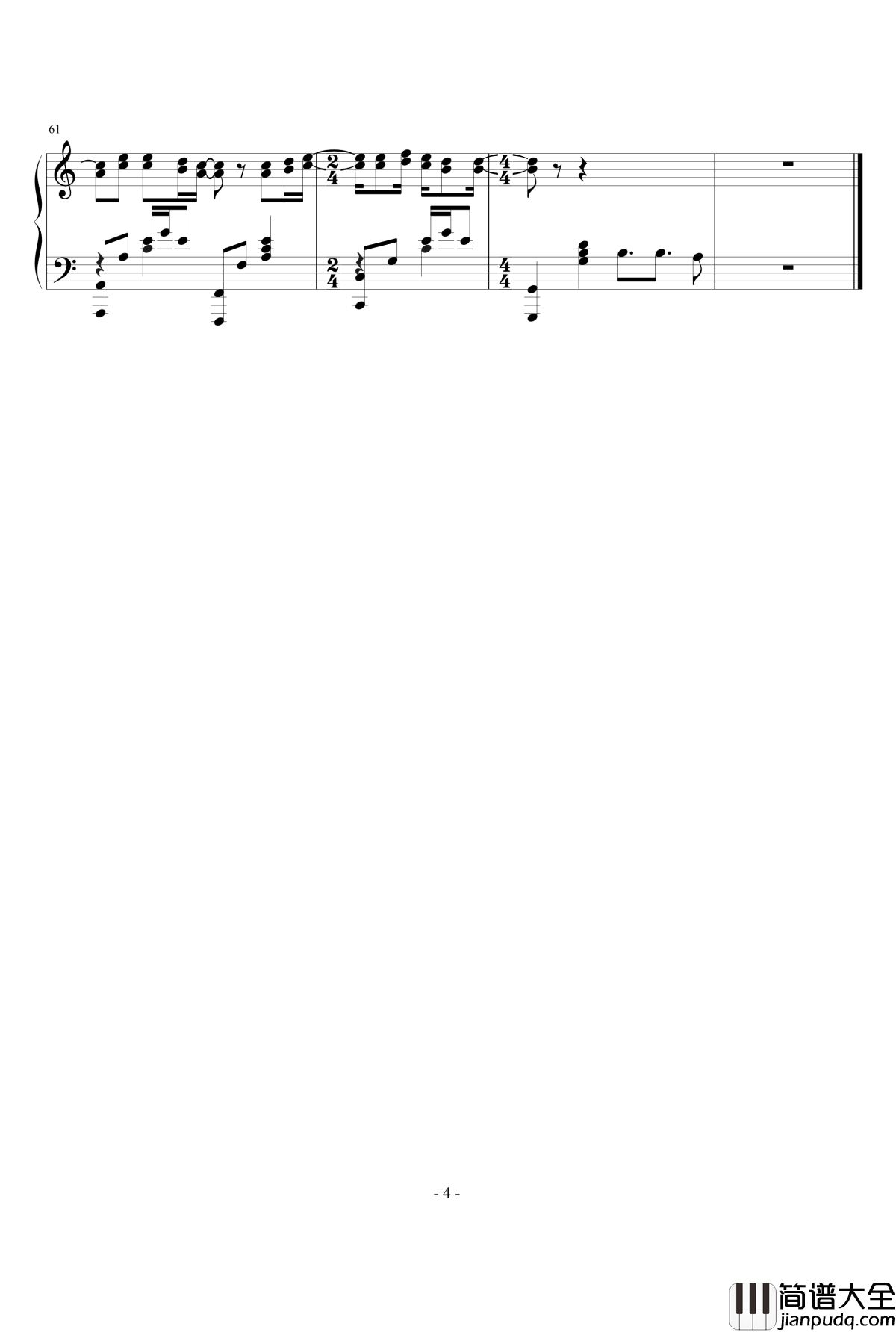 I_will_return钢琴谱_保罗沃克