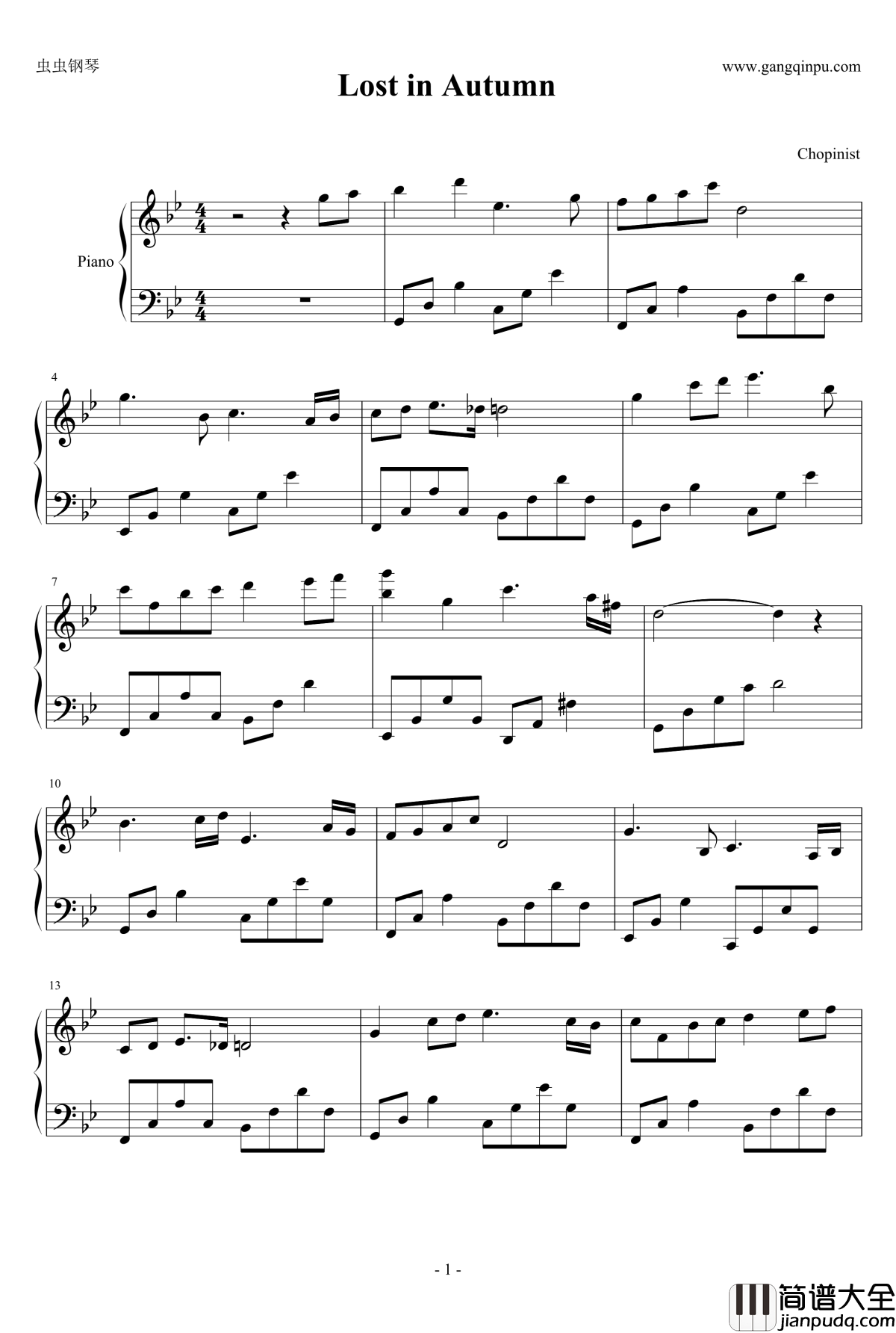 Lost_in_Autumn钢琴谱_Chopinist