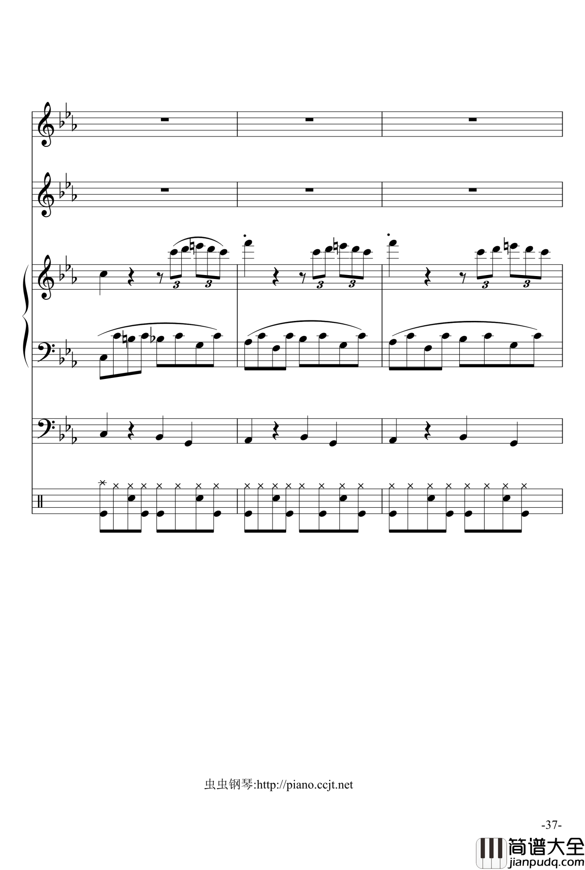 悲怆奏鸣曲钢琴谱_加小乐队_贝多芬_beethoven