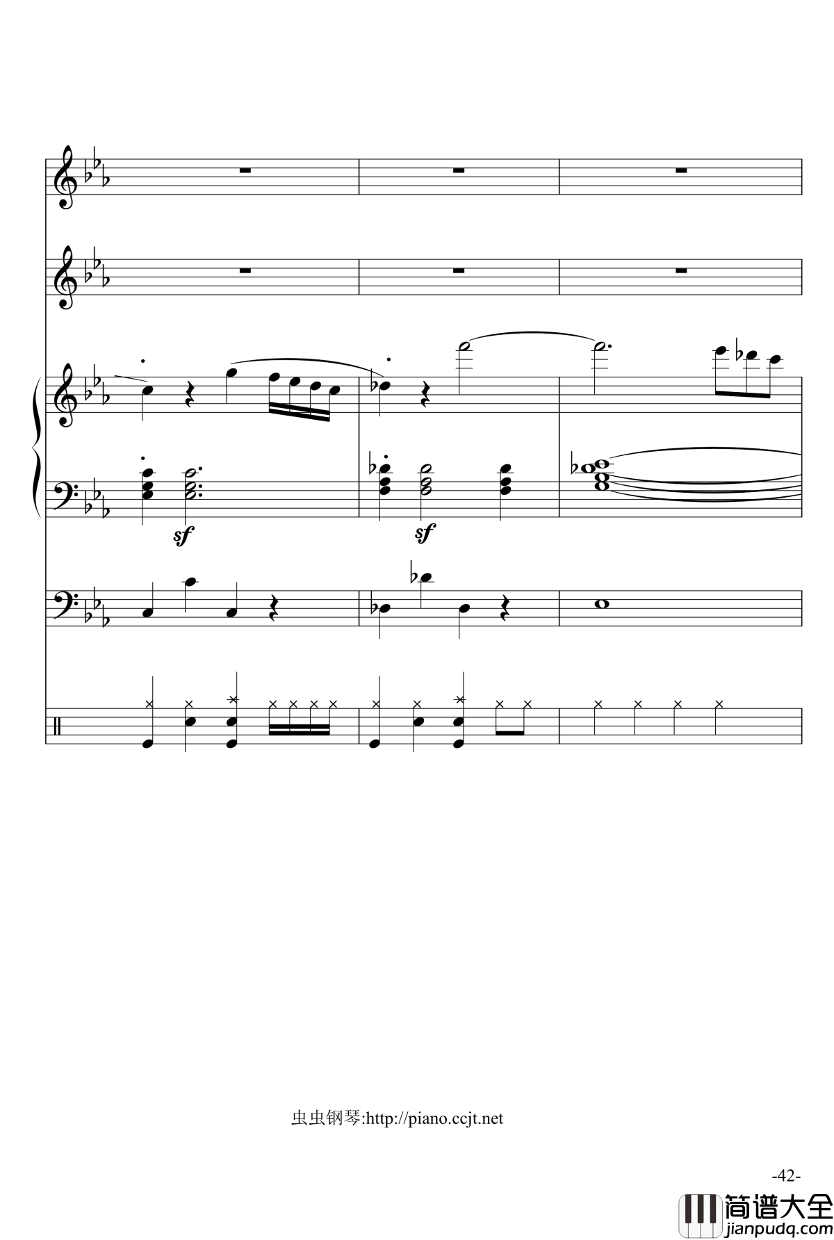 悲怆奏鸣曲钢琴谱_加小乐队_贝多芬_beethoven