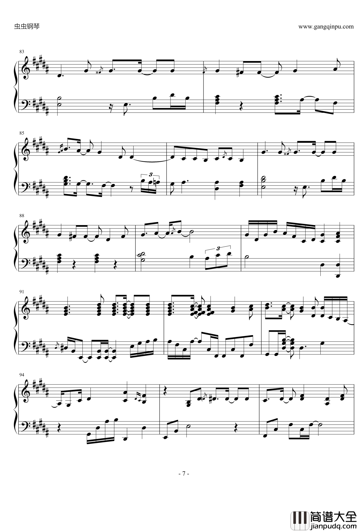 鸟之诗钢琴谱_鸟の诗_AIR