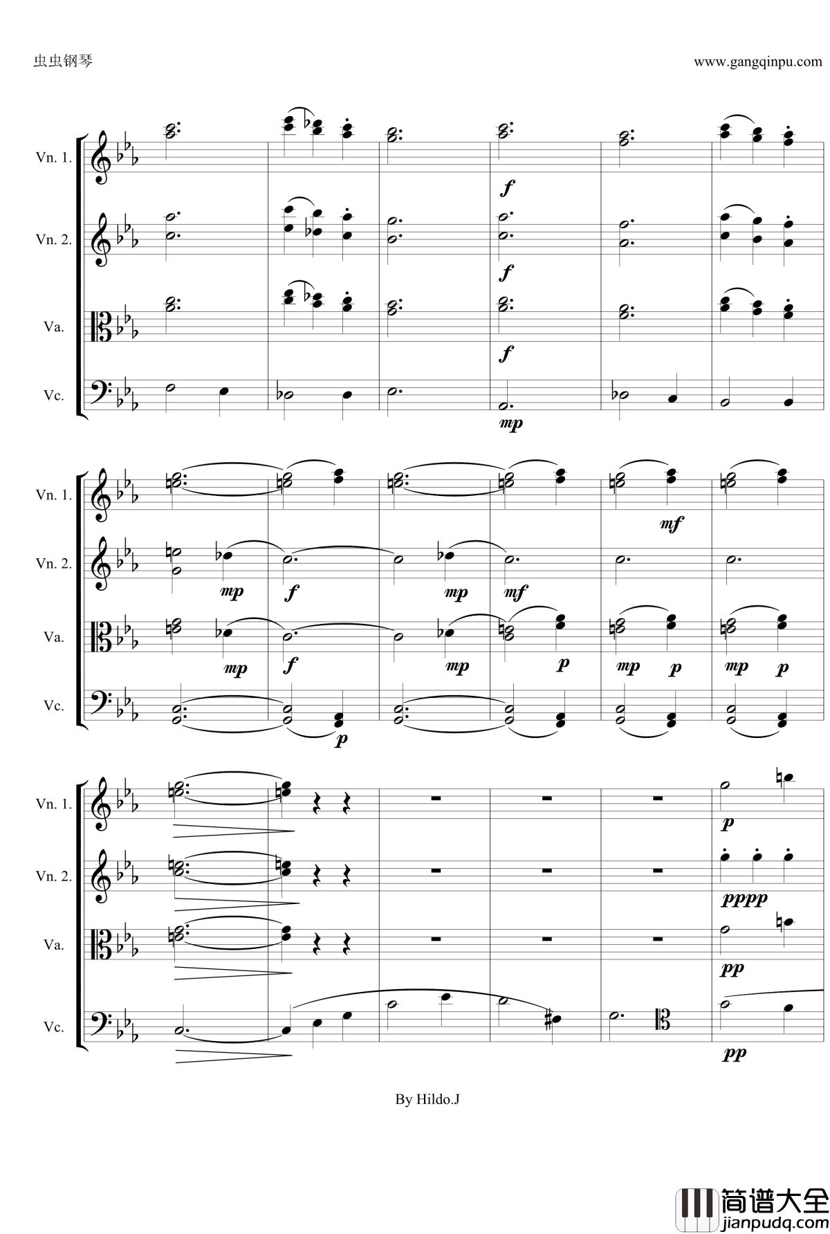 命运交响曲第三乐章钢琴谱_弦乐版_贝多芬_beethoven