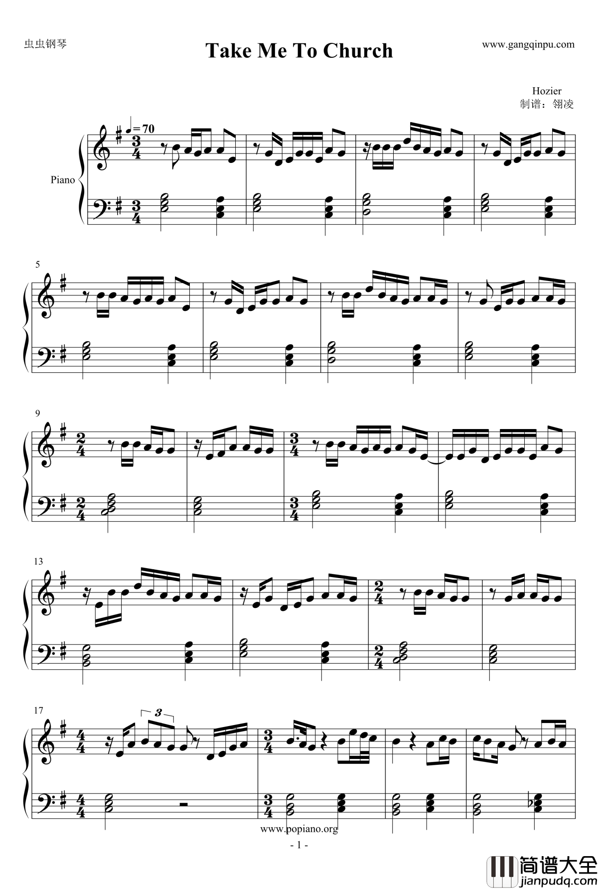 Take_Me_to_Church钢琴谱_Hozier