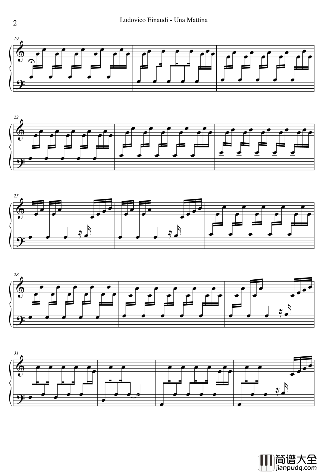 Una_Mattina钢琴谱_Ludovico_Einaudi