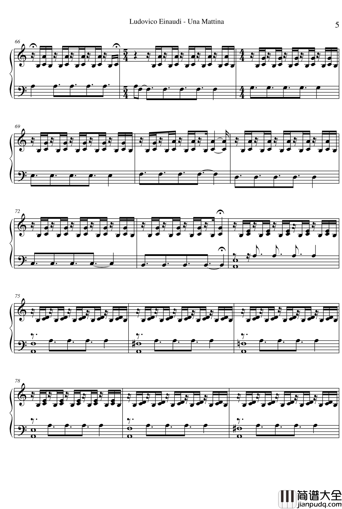 Una_Mattina钢琴谱_Ludovico_Einaudi