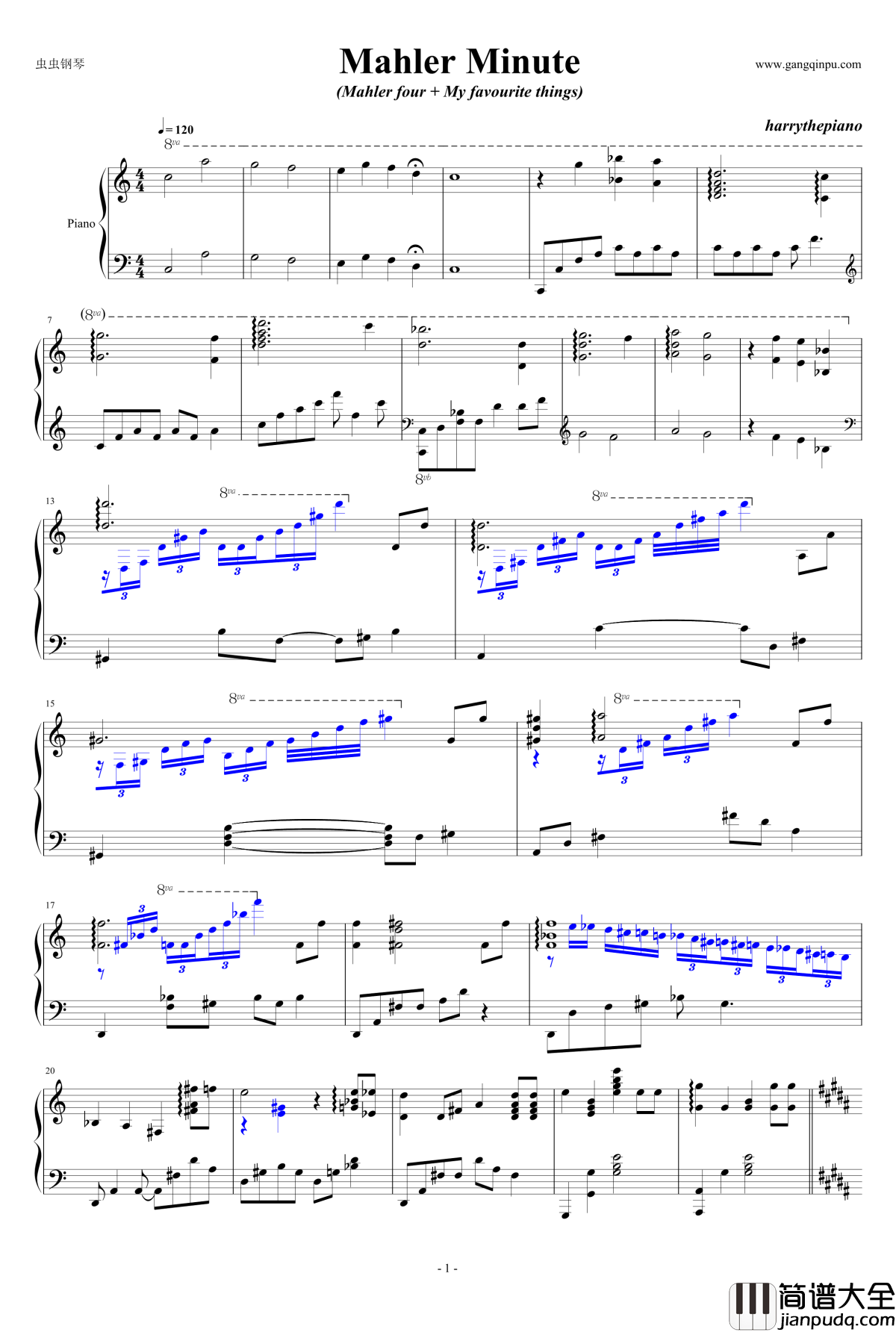 mahler_four钢琴谱_独奏_音乐之声_harrythepiano