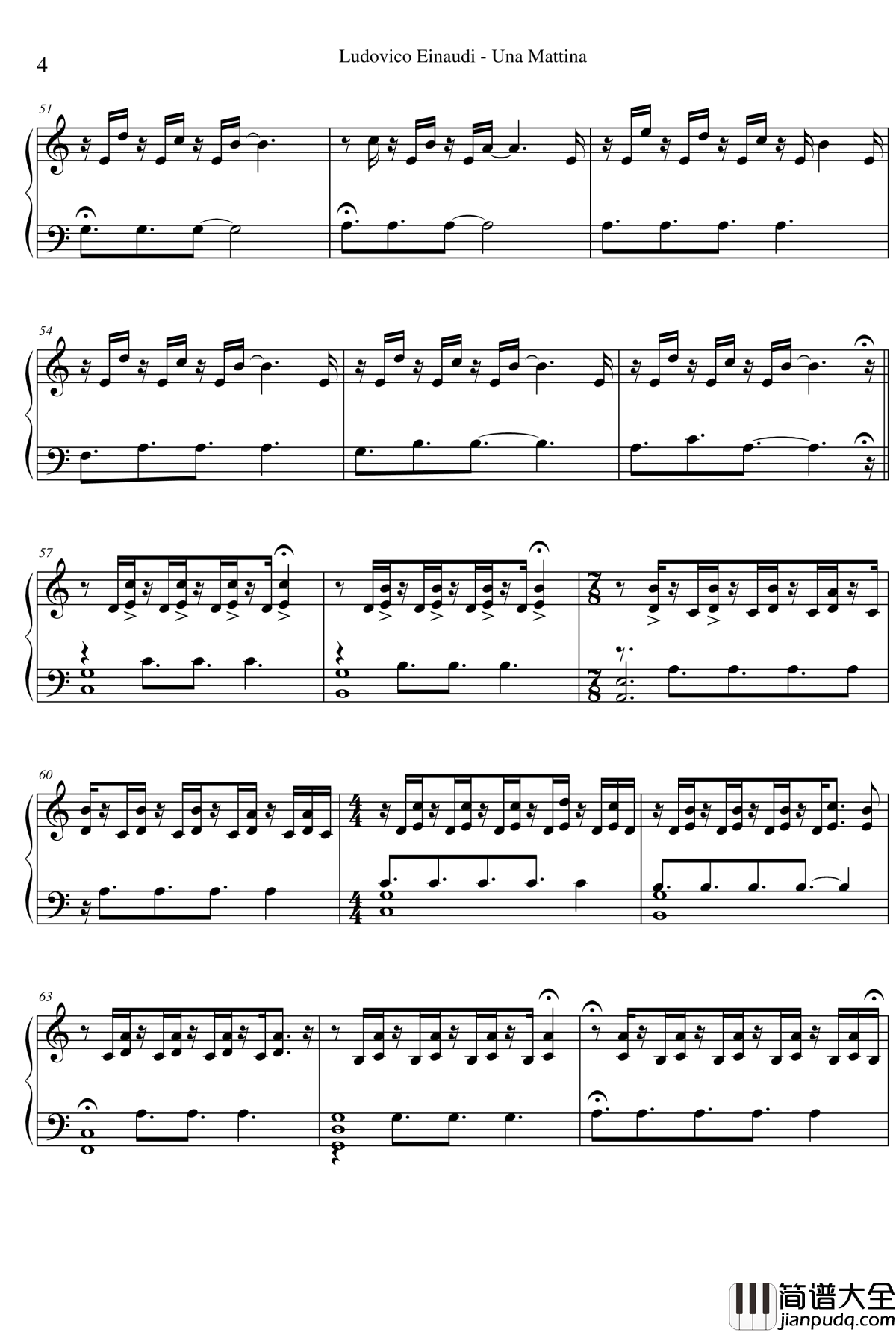 Una_Mattina钢琴谱_Ludovico_Einaudi