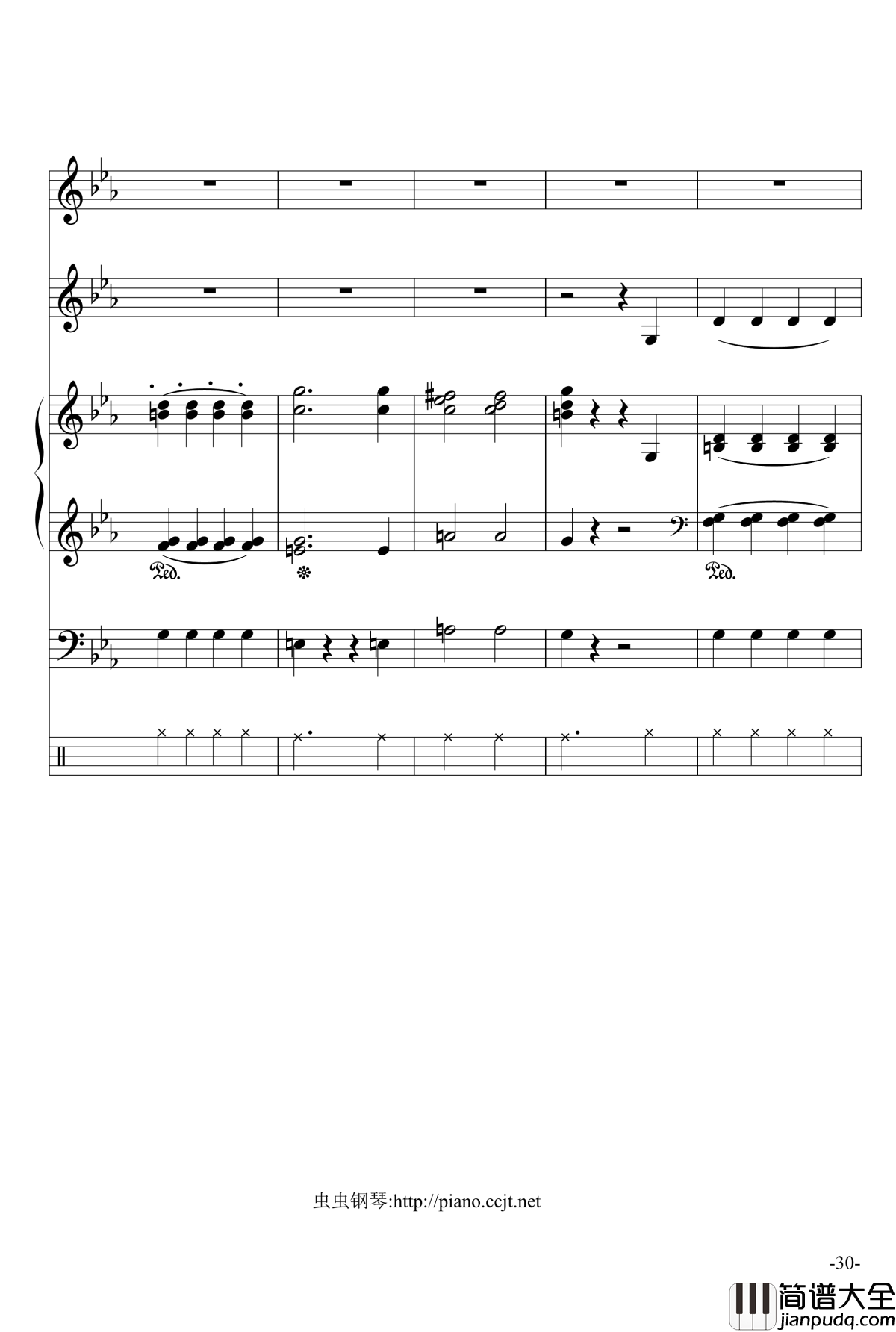 悲怆奏鸣曲钢琴谱_加小乐队_贝多芬_beethoven