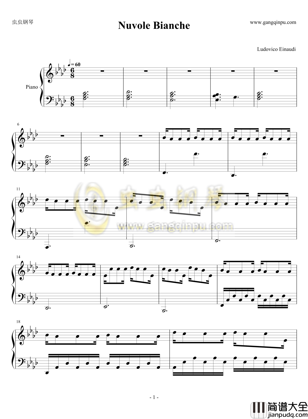 Nuvole_Bianche钢琴谱_Ludovico_Einaudi