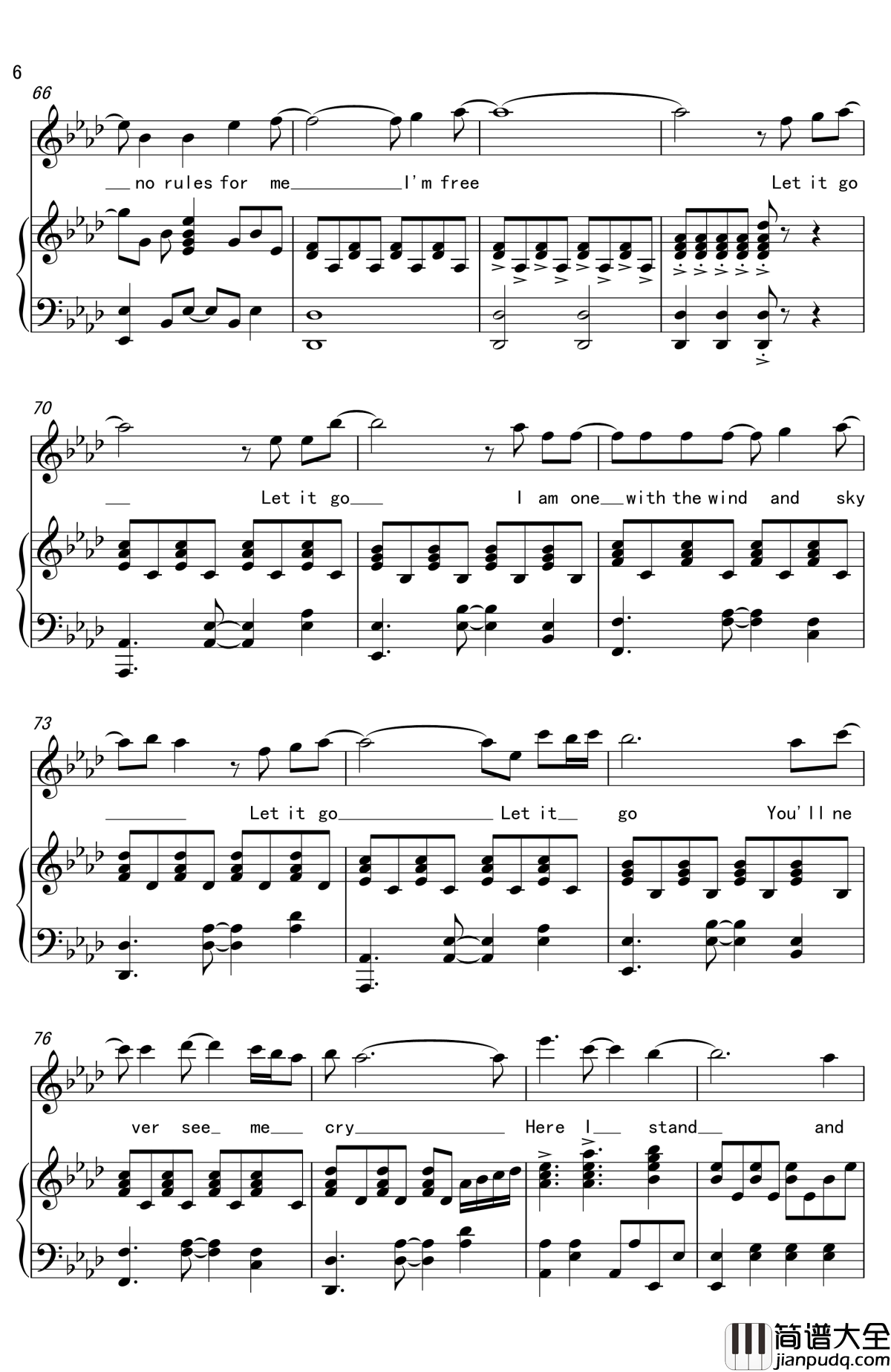 Let_It_Go钢琴谱_Idina_Menzel_冰雪奇缘
