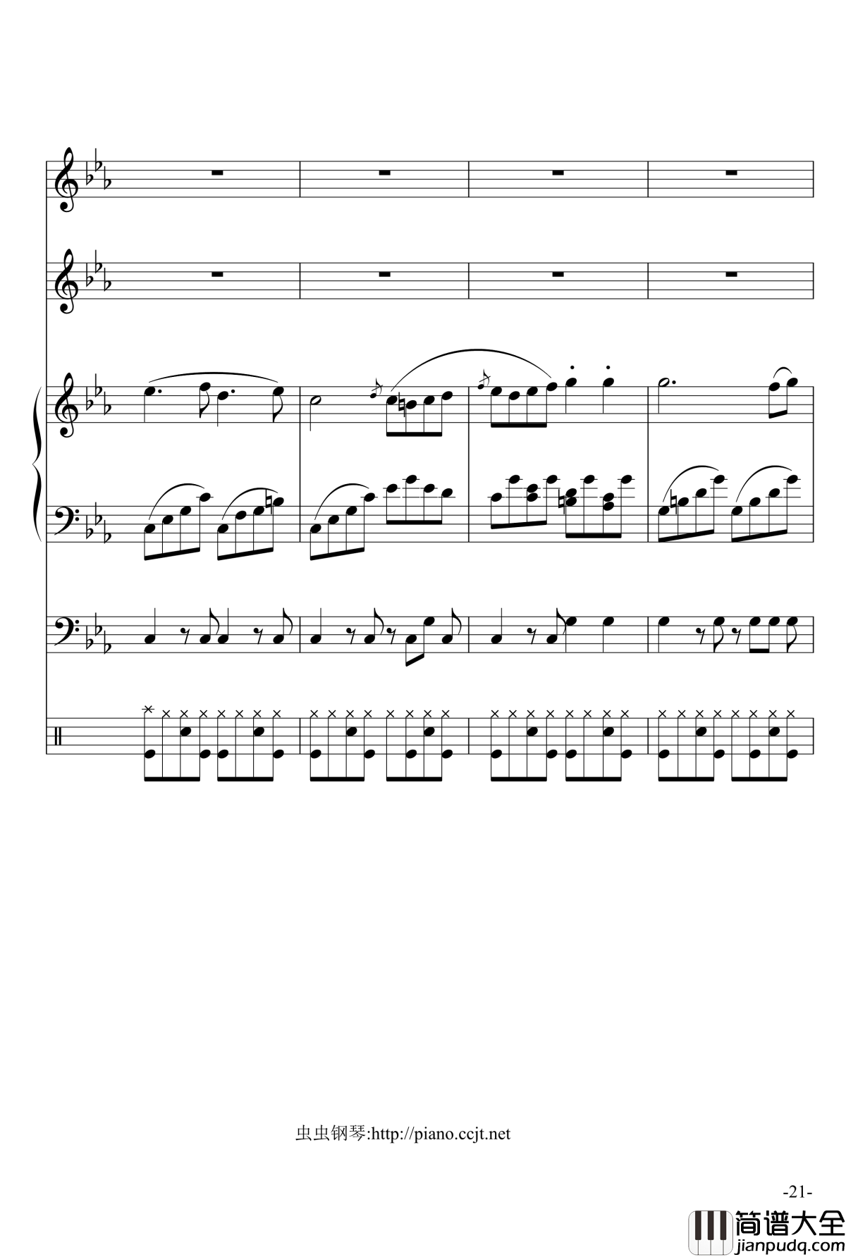 悲怆奏鸣曲钢琴谱_加小乐队_贝多芬_beethoven