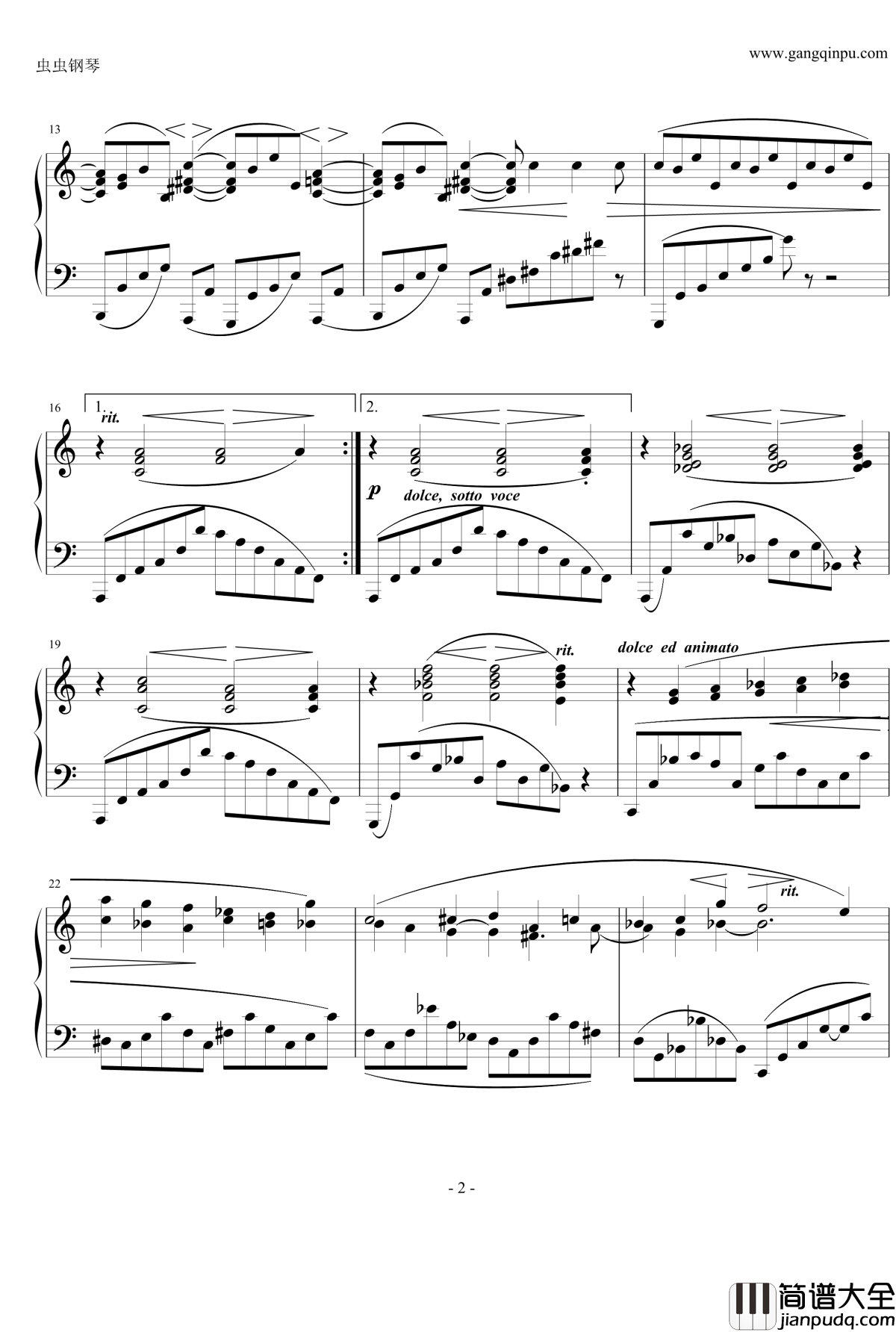 随想曲钢琴谱Op.76_No.8_勃拉姆斯_Brahms
