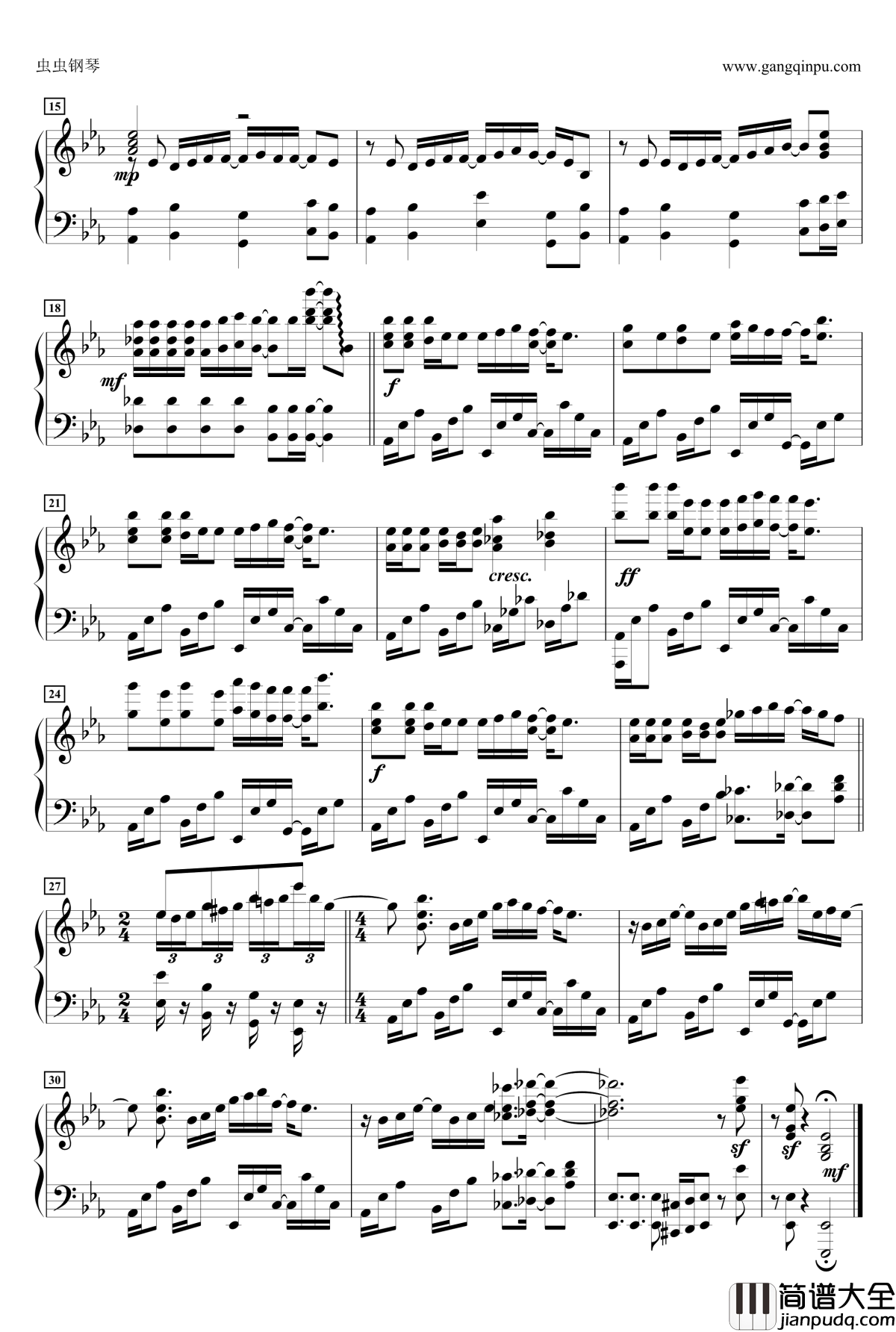 Jumping！！~solo_piano钢琴谱_黄金拼图