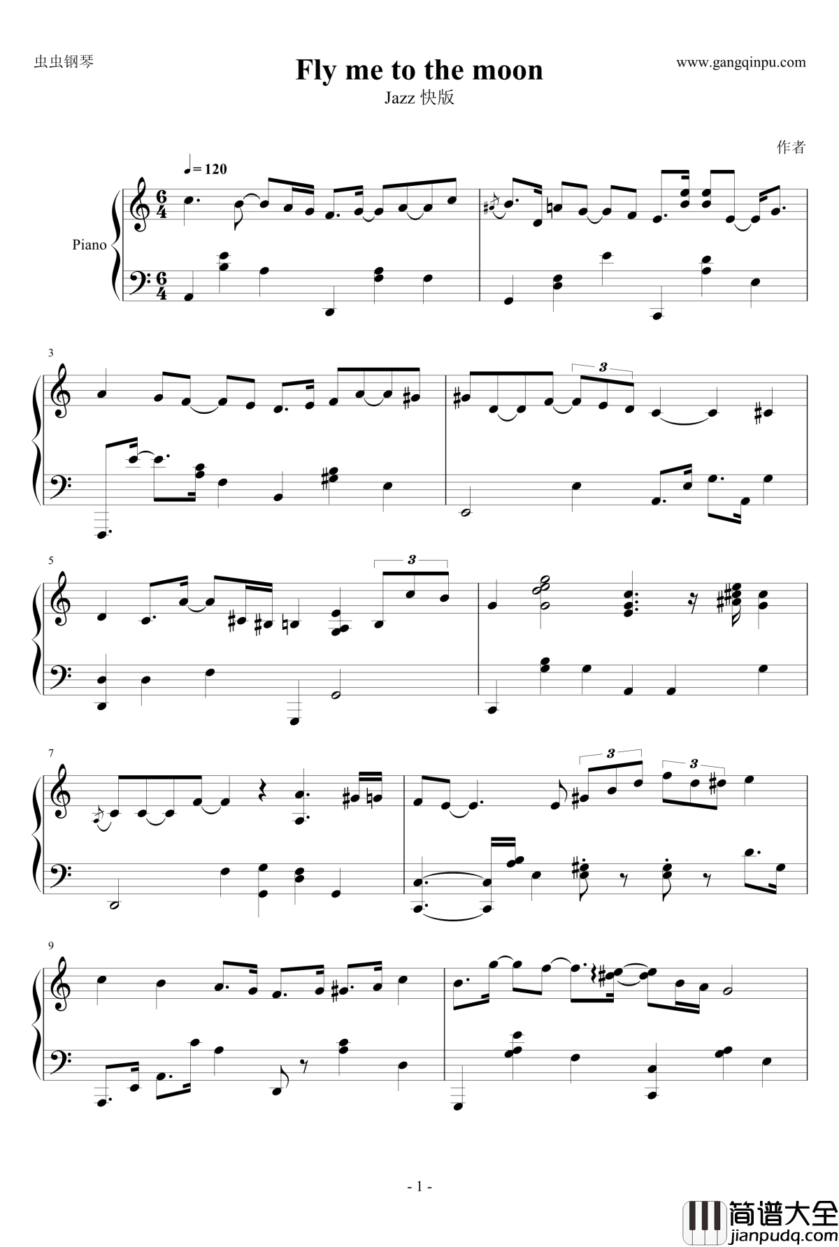 Fly_me_to_the_moon钢琴谱_Jazz快版_EVA