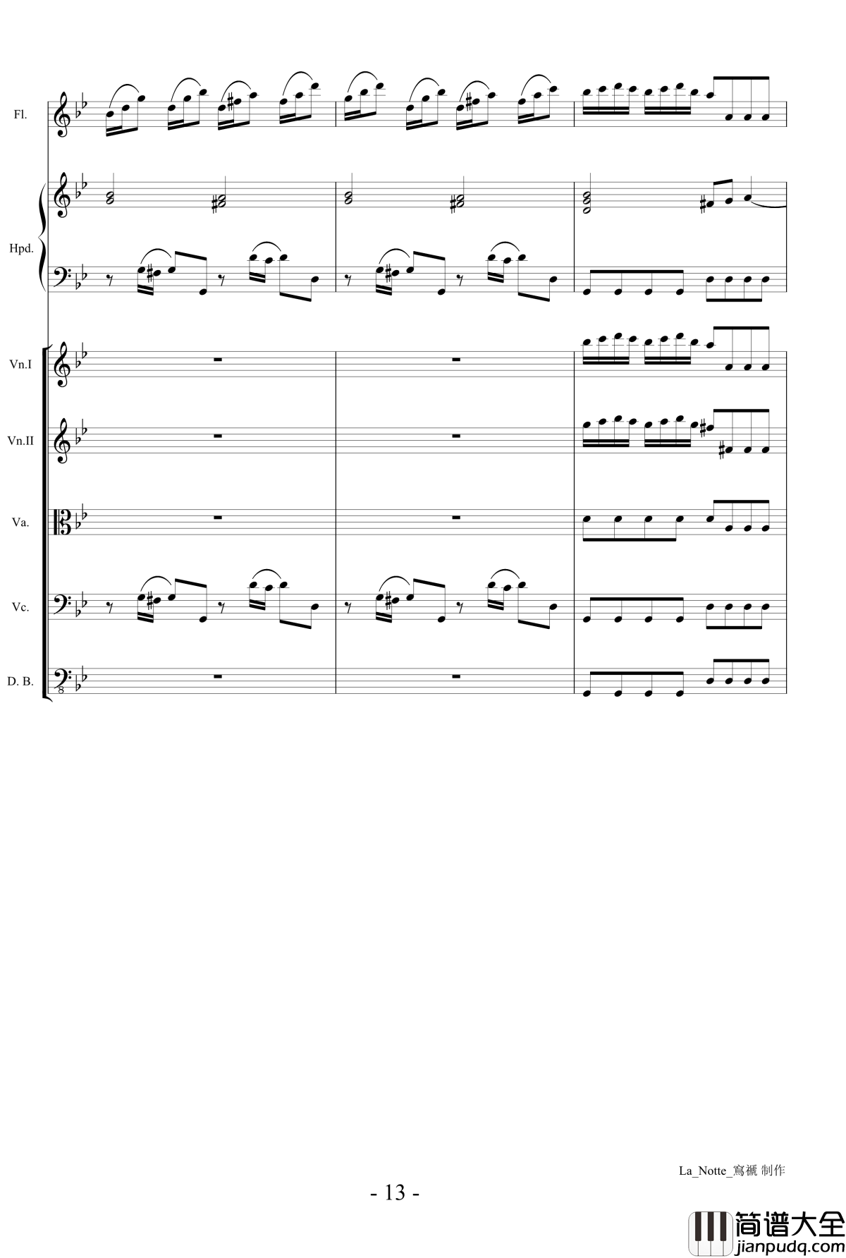 维瓦尔第长笛协奏曲钢琴谱_RV439夜La_Notte_第三乐章
