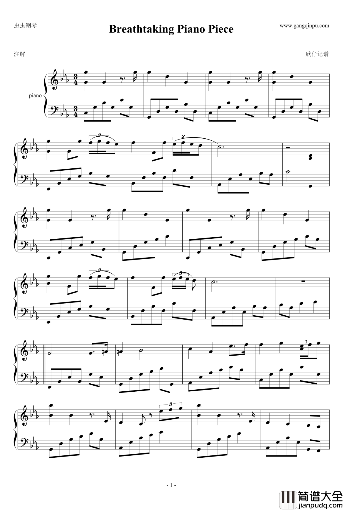 A_Breathtaking_Piano_Piece钢琴谱_jervy_hou