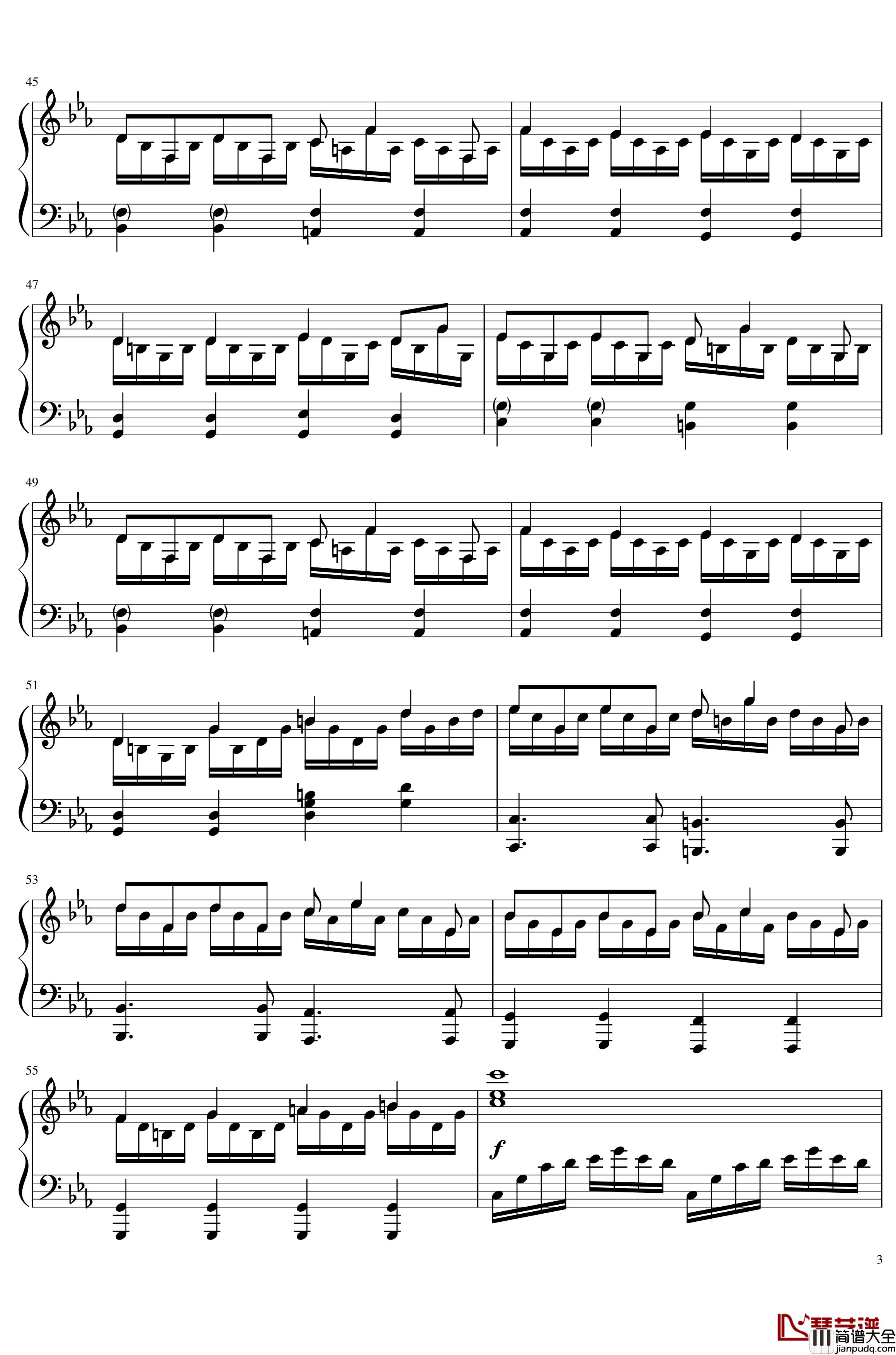 最后一秒的震撼_钢琴谱_用全家进门音乐写出来的曲子