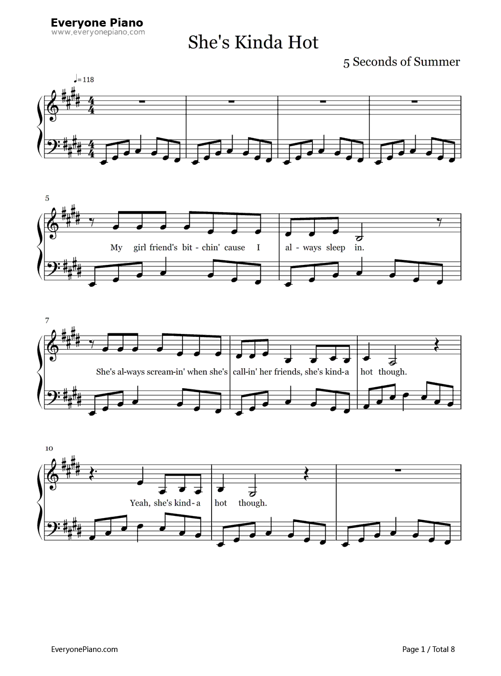 She's_Kinda_Hot钢琴谱_5_Seconds_of_Summer