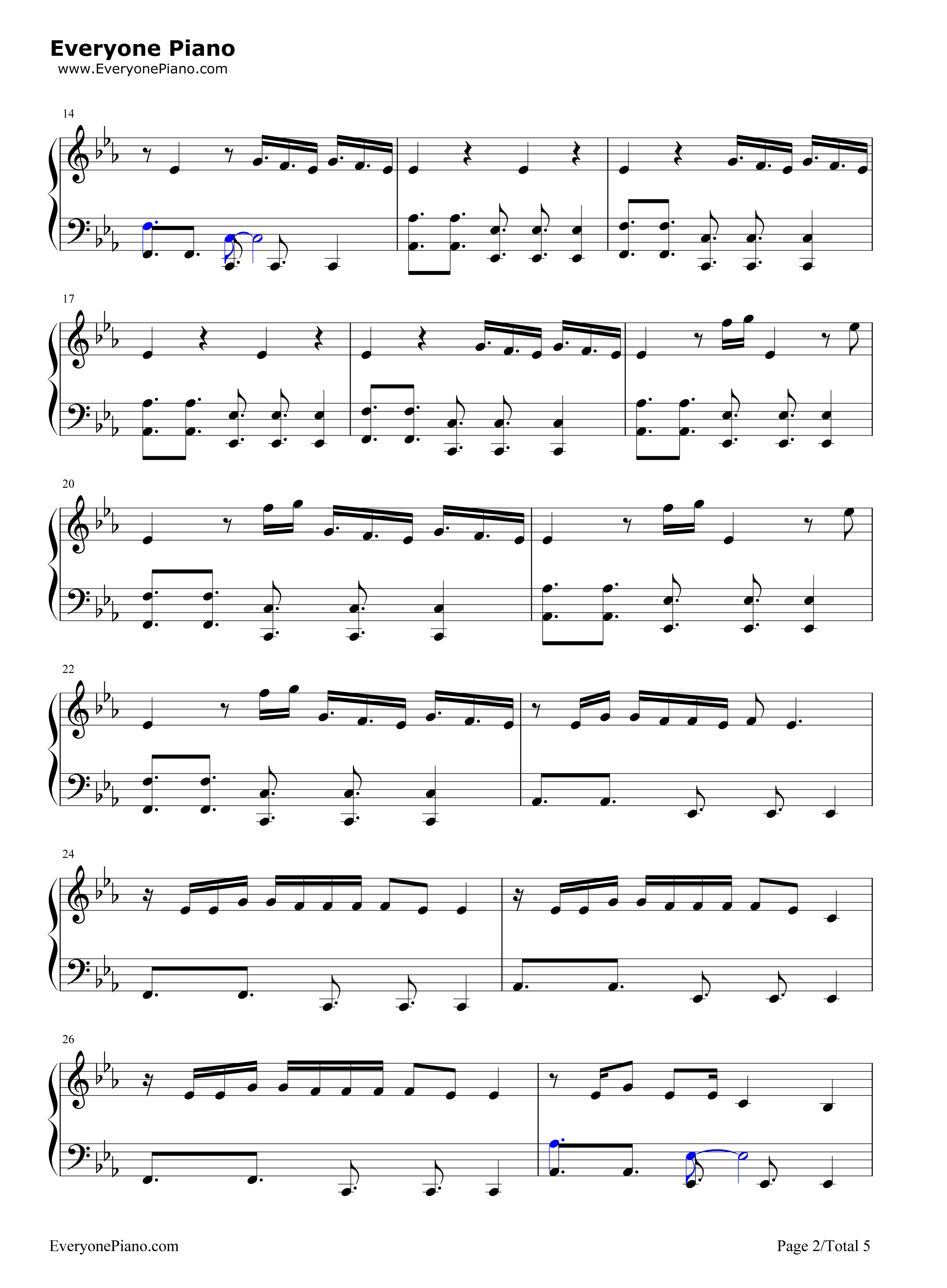 Down钢琴谱_Fifth_Harmony