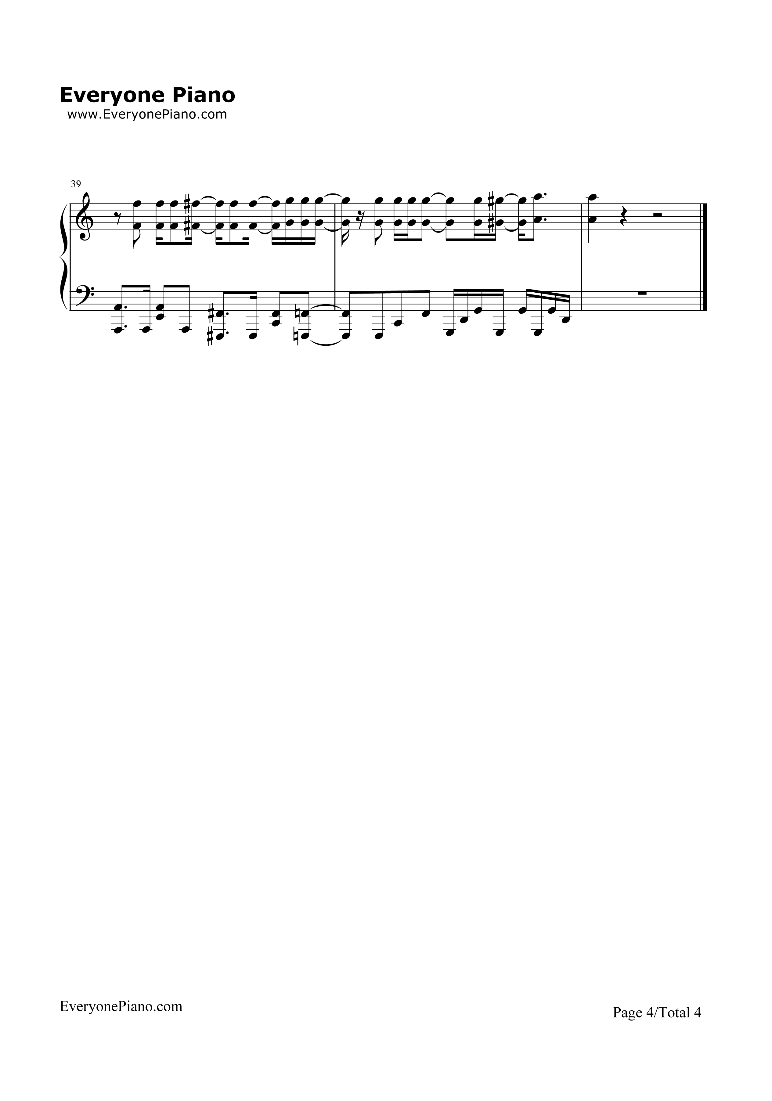 One_Reason钢琴谱_fade