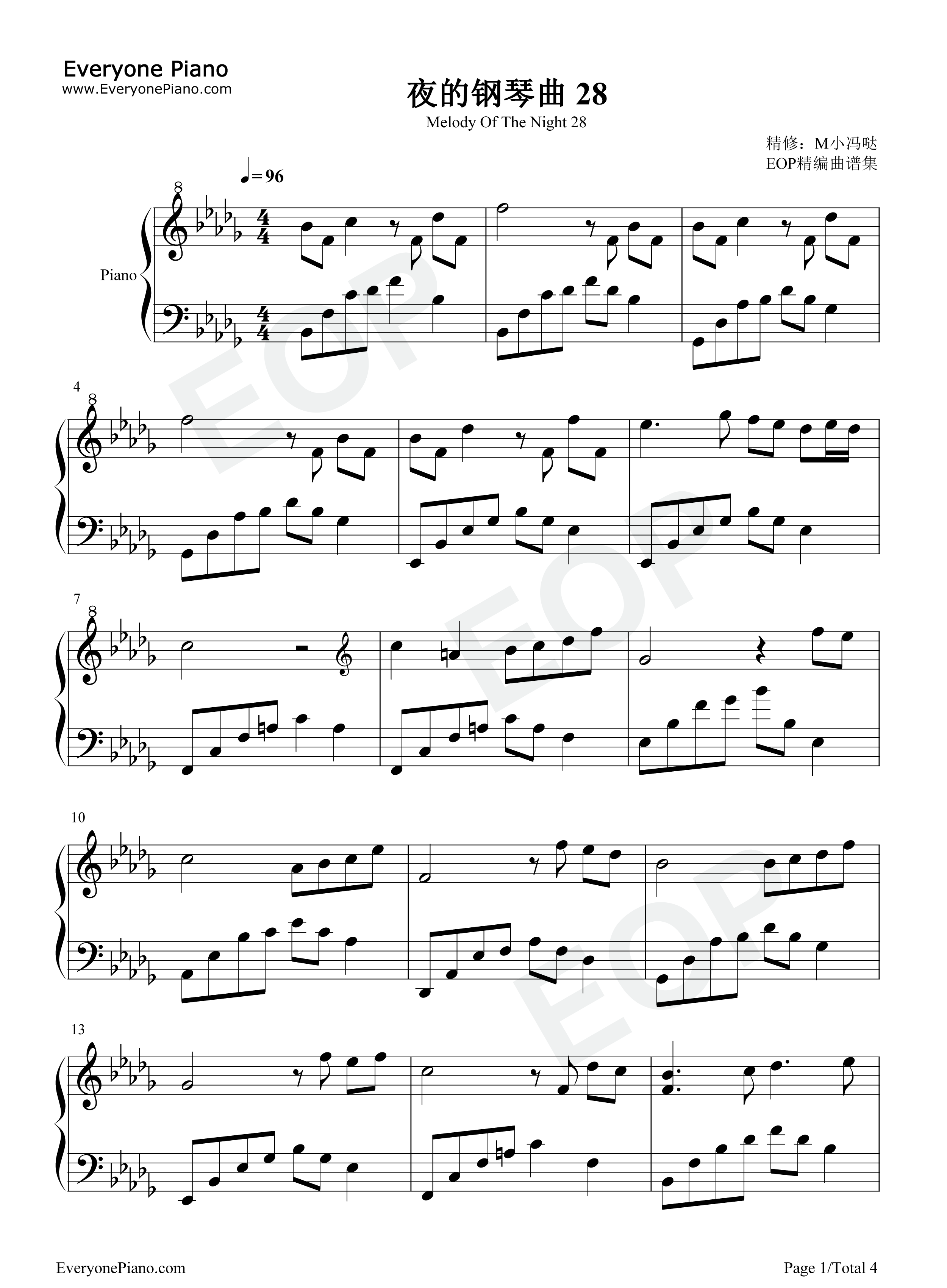 夜的钢琴曲_28钢琴谱_石进