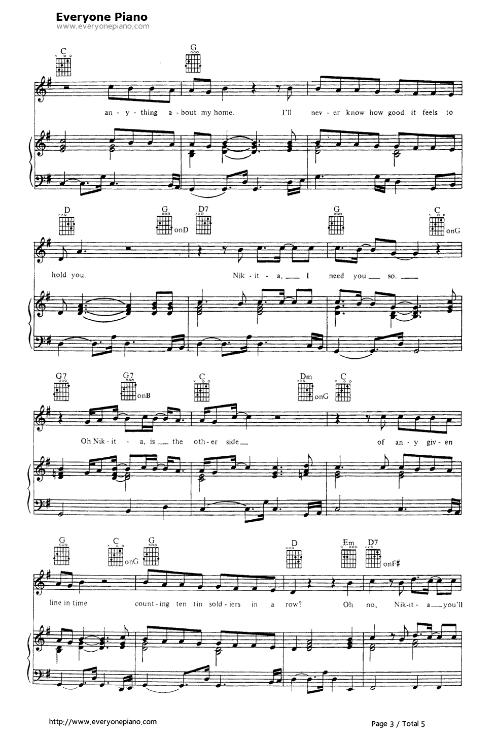 Nikita钢琴谱_Elton_John　__艾尔顿·约翰