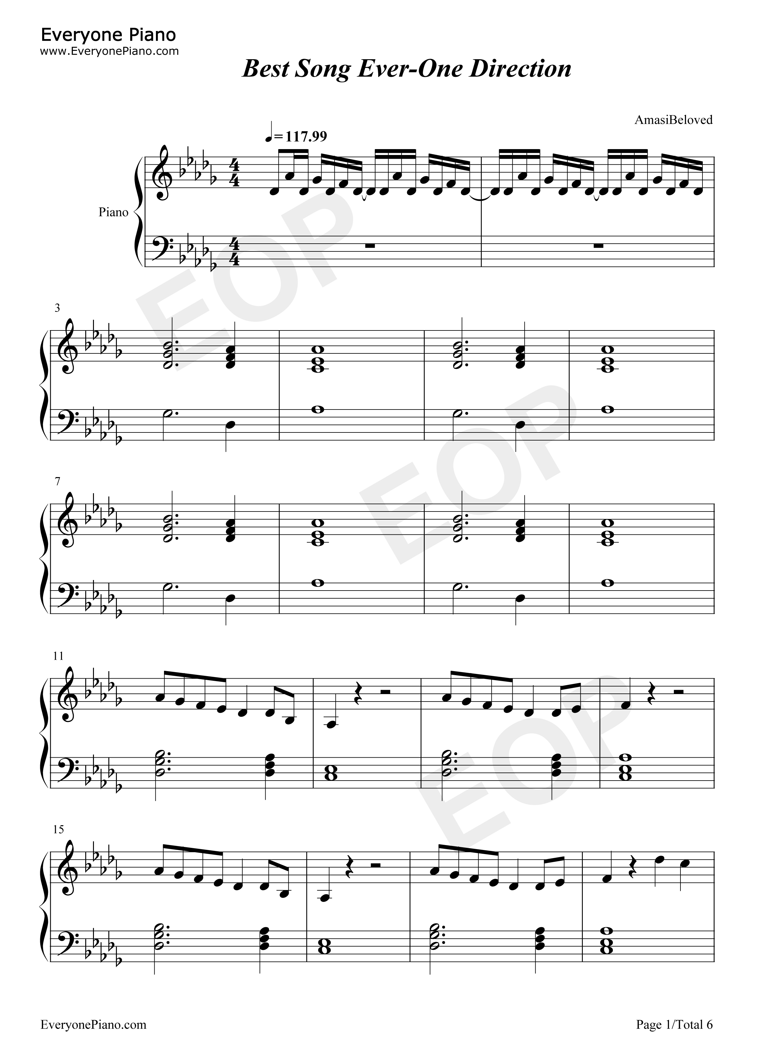 Best_Song_Ever钢琴谱_One_Direction