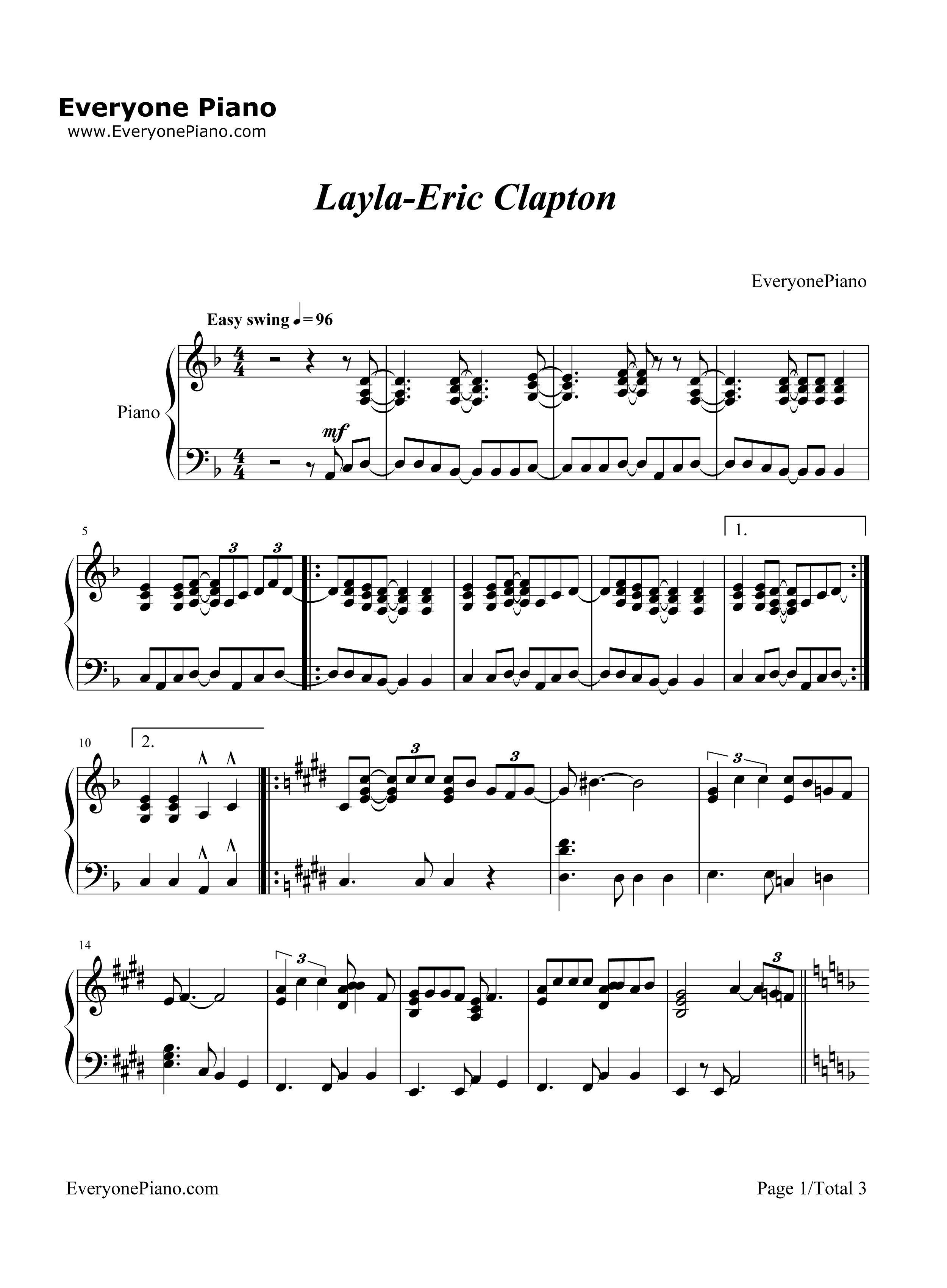 Layla钢琴谱_Eric_Clapton