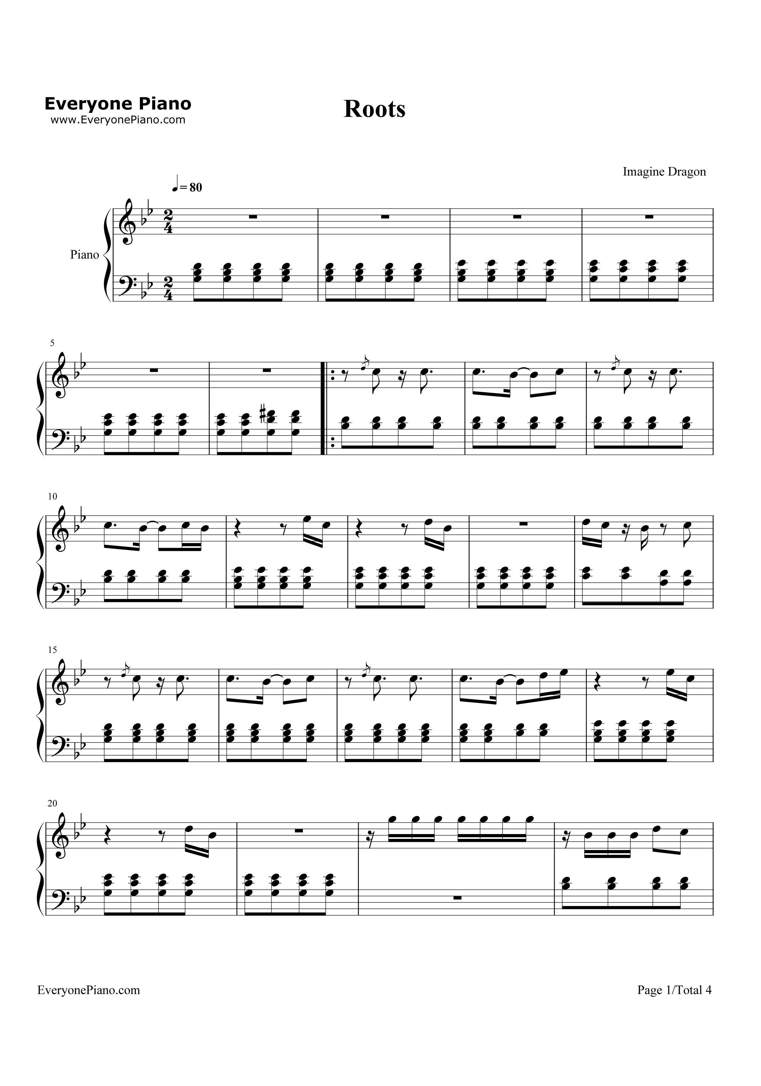 Roots钢琴谱_Imagine_Dragons