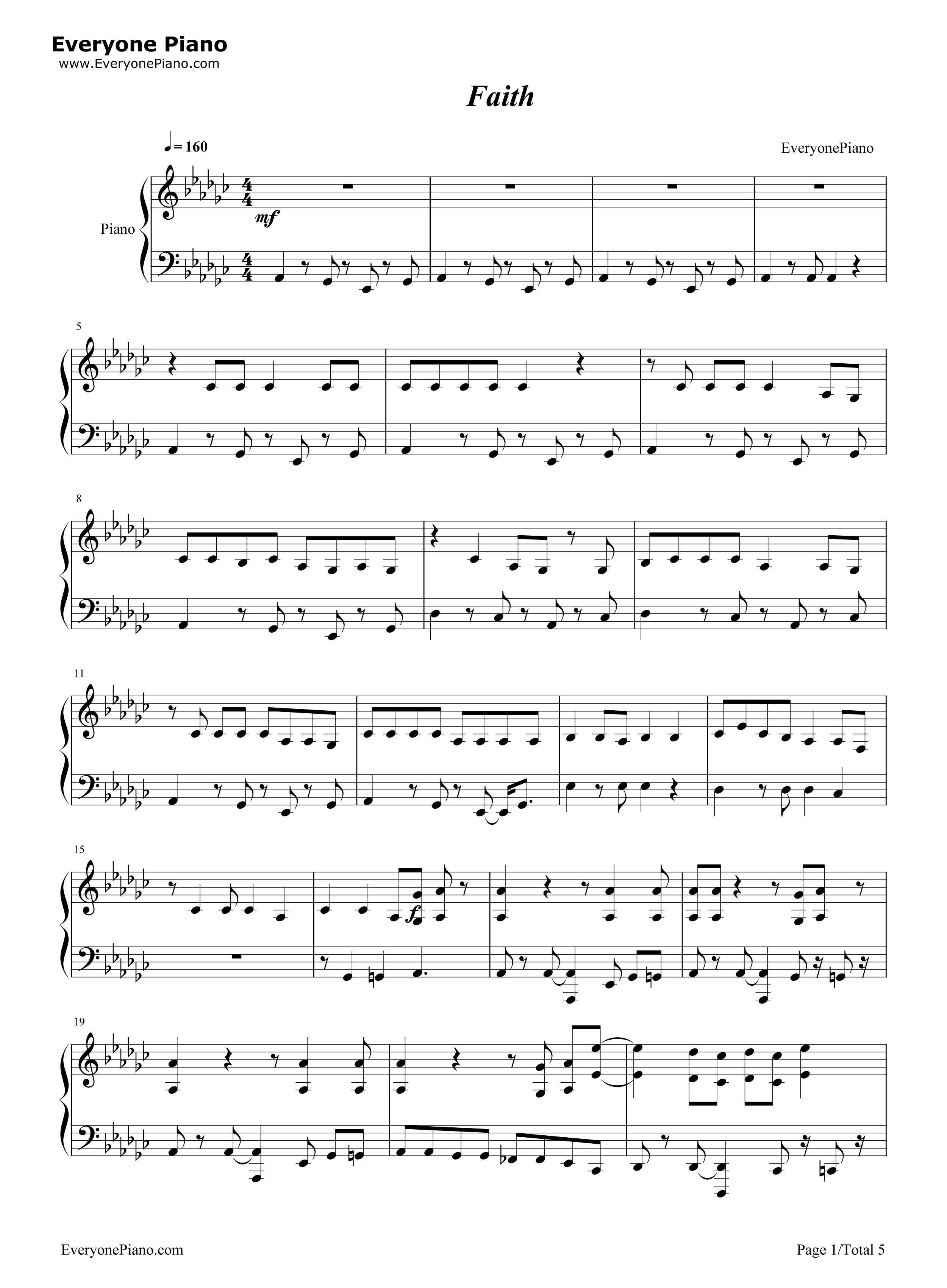 Faith钢琴谱_Stevie_Wonder_ft._Ariana_Grande