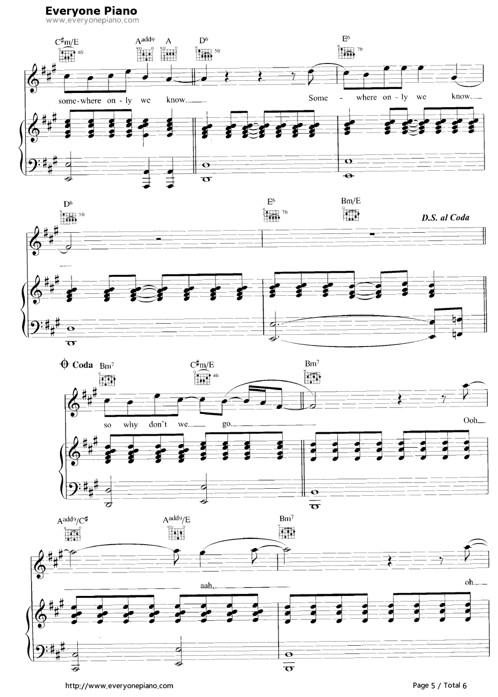 Somewhere_Only_We_Know钢琴谱_Keane