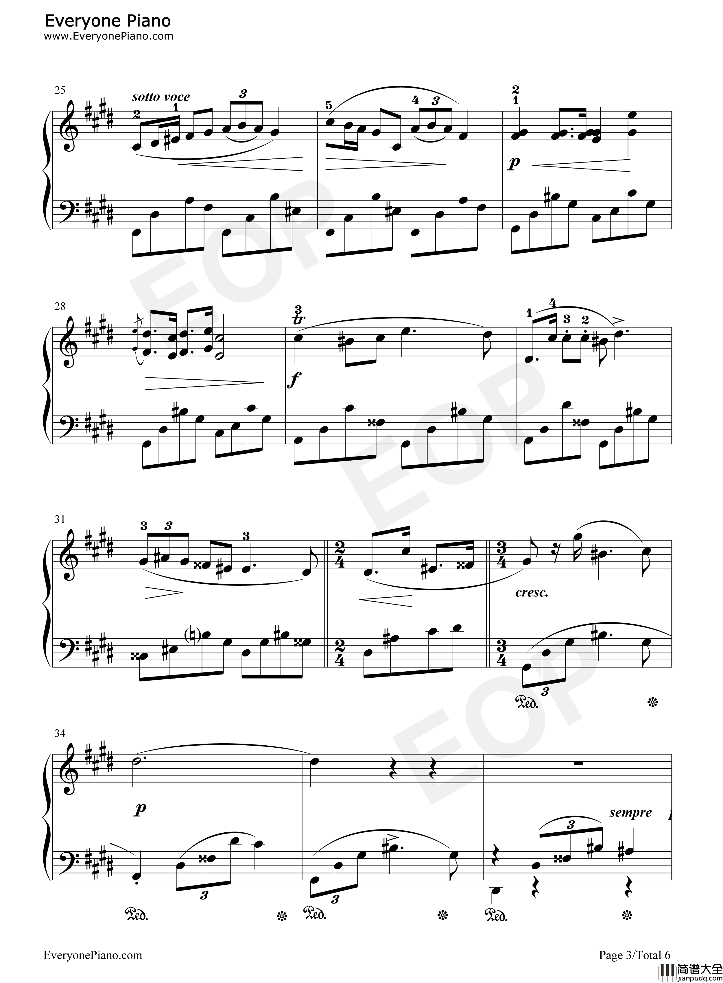 升C小调夜曲钢琴谱_肖邦__Chopin
