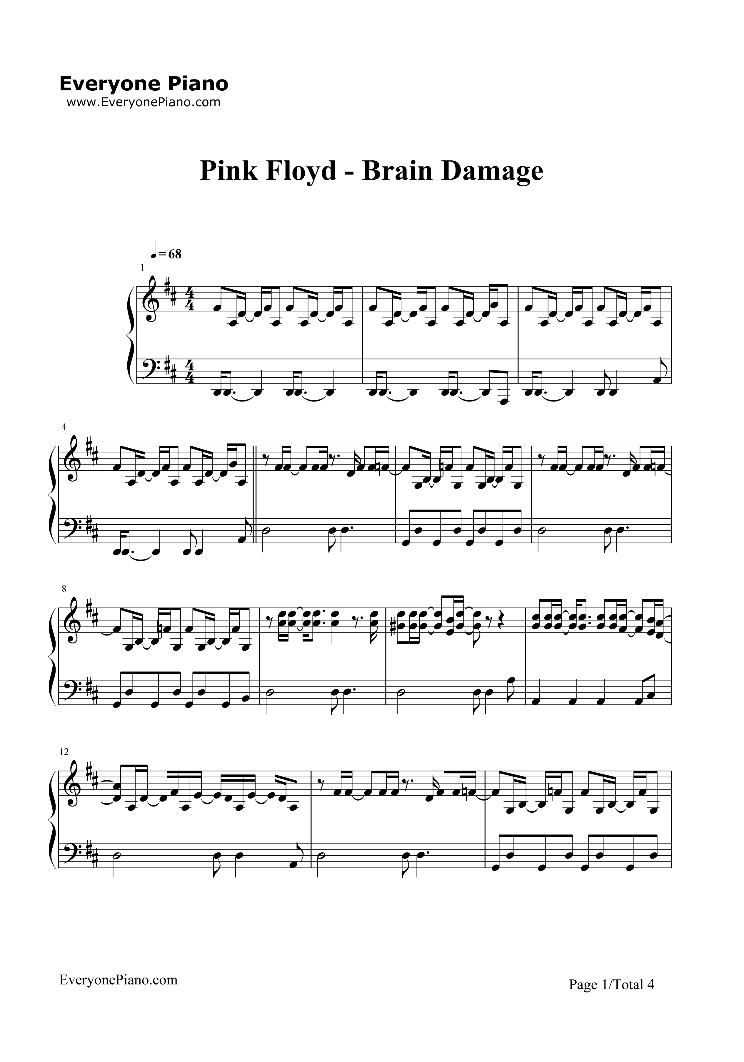 Brain_Damage钢琴谱_Pink_Floyd
