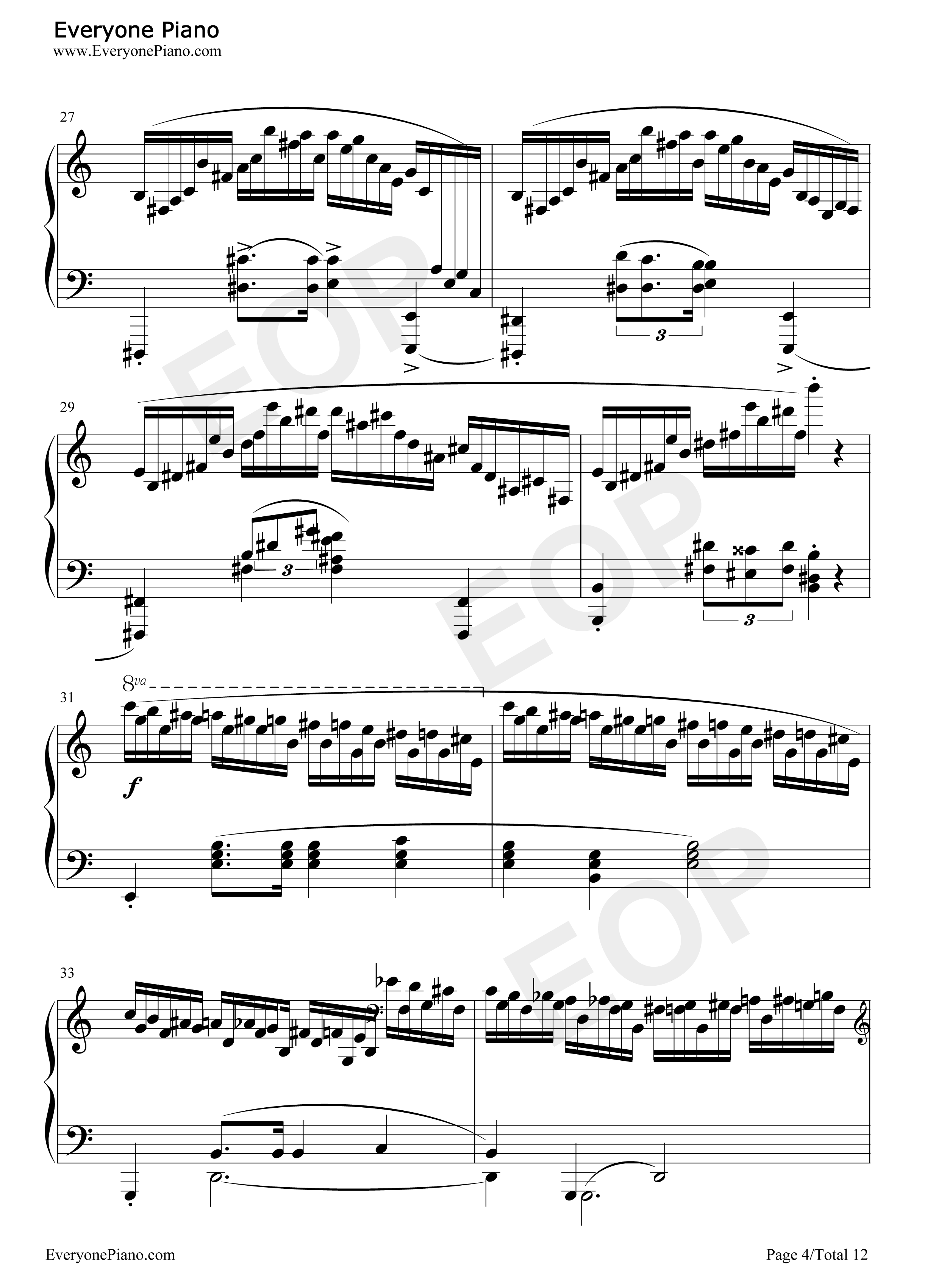 肖邦练习曲第23首钢琴谱_肖邦