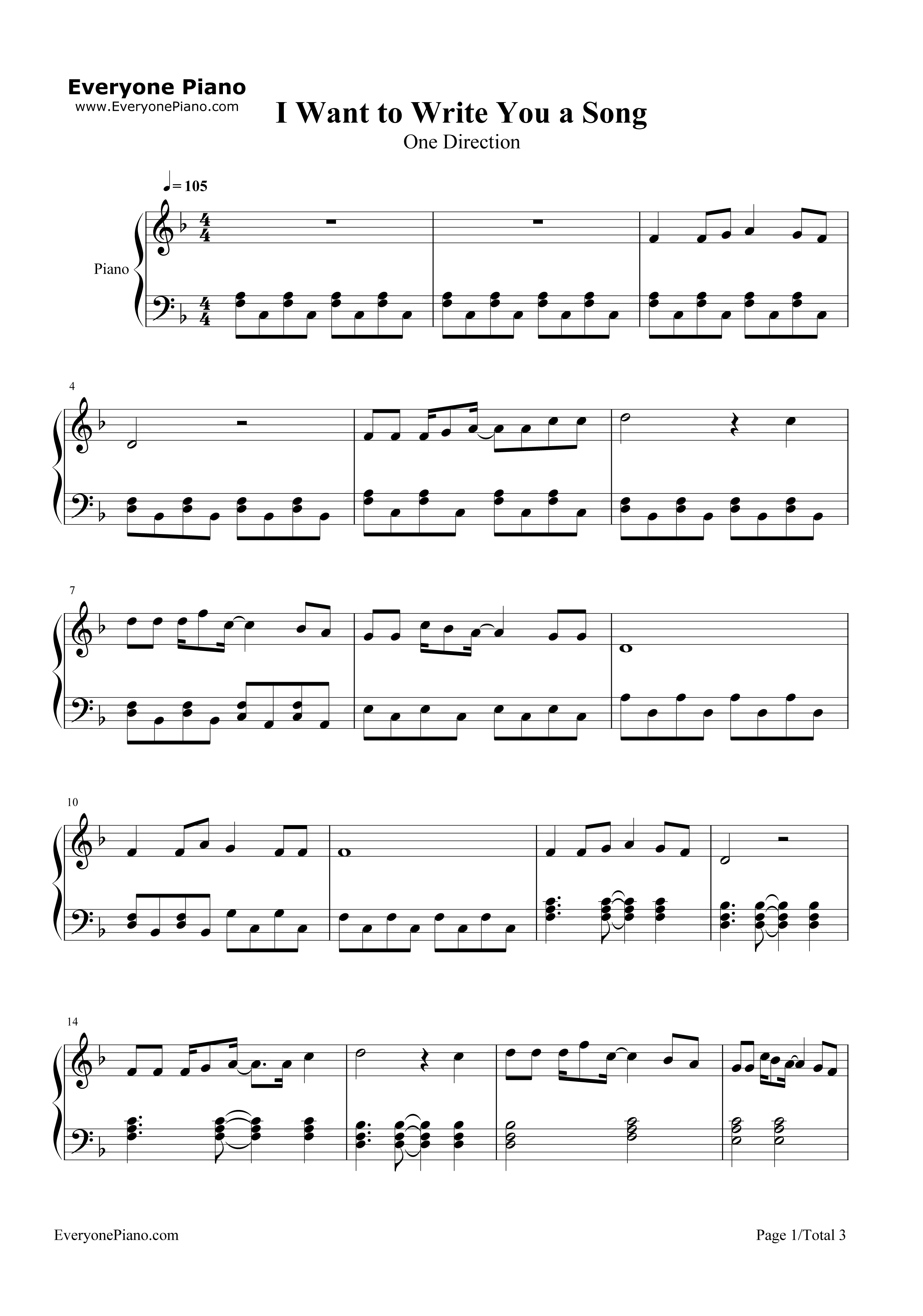 I_Want_to_Write_You_a_Song钢琴谱_One_Direction
