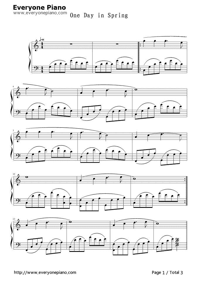 春野钢琴谱_班得瑞__Bandari
