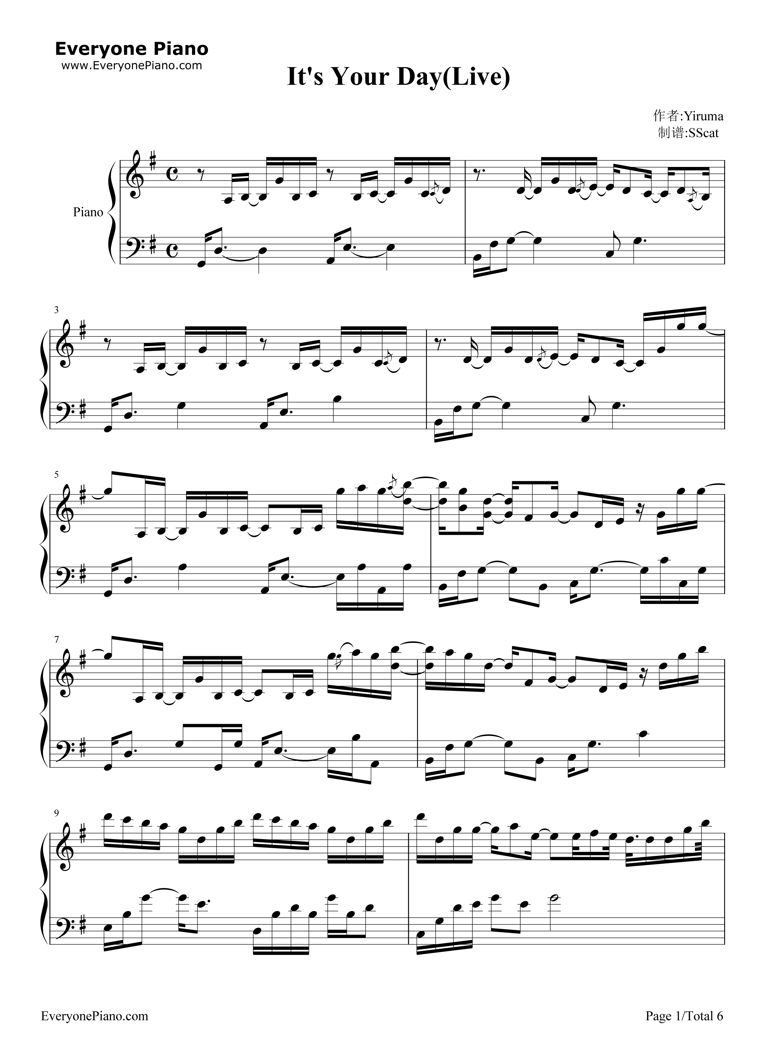 Its_Your_Day钢琴谱_Yiruma