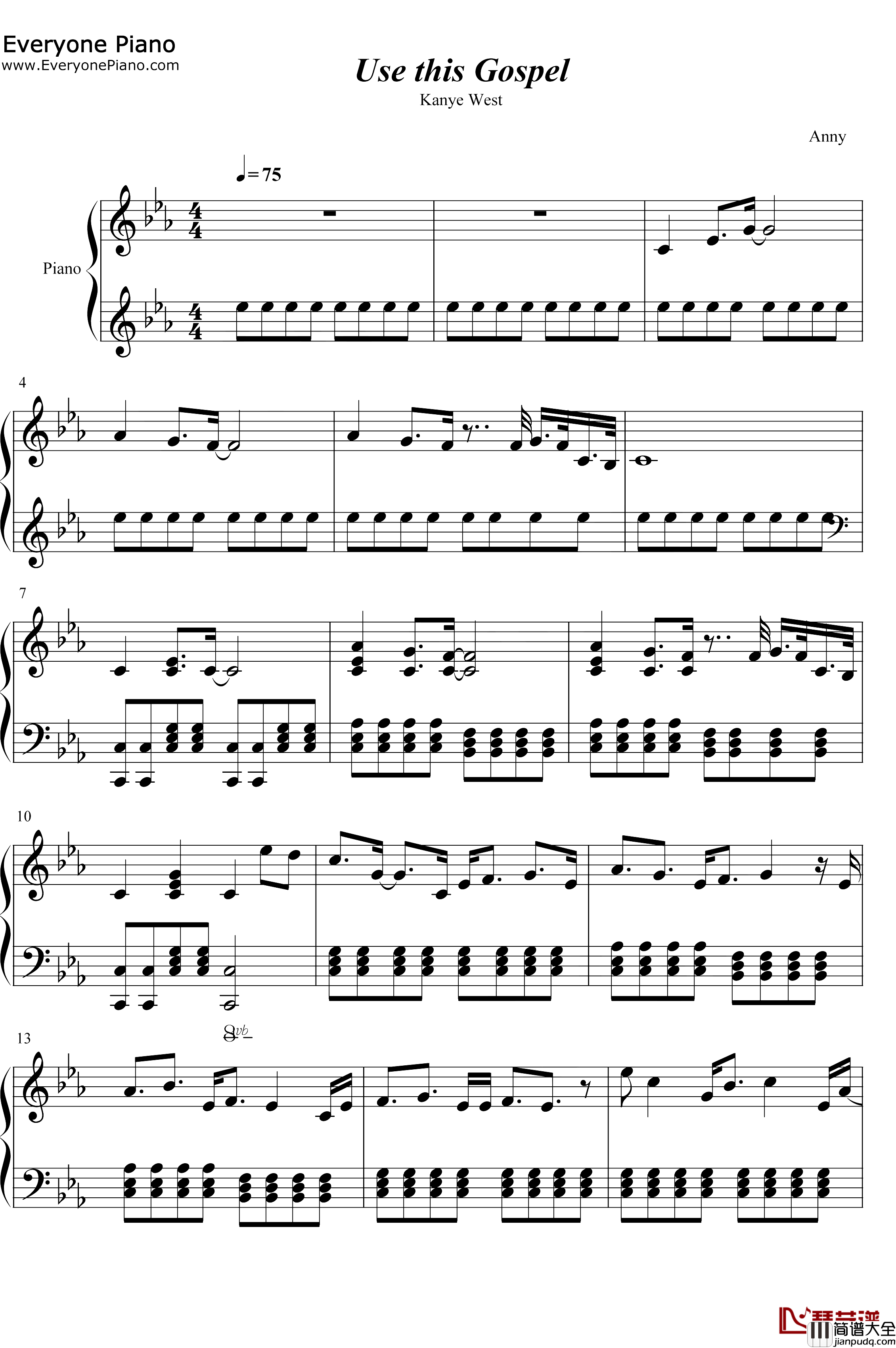Use_This_Gospel钢琴谱_Kanye_West