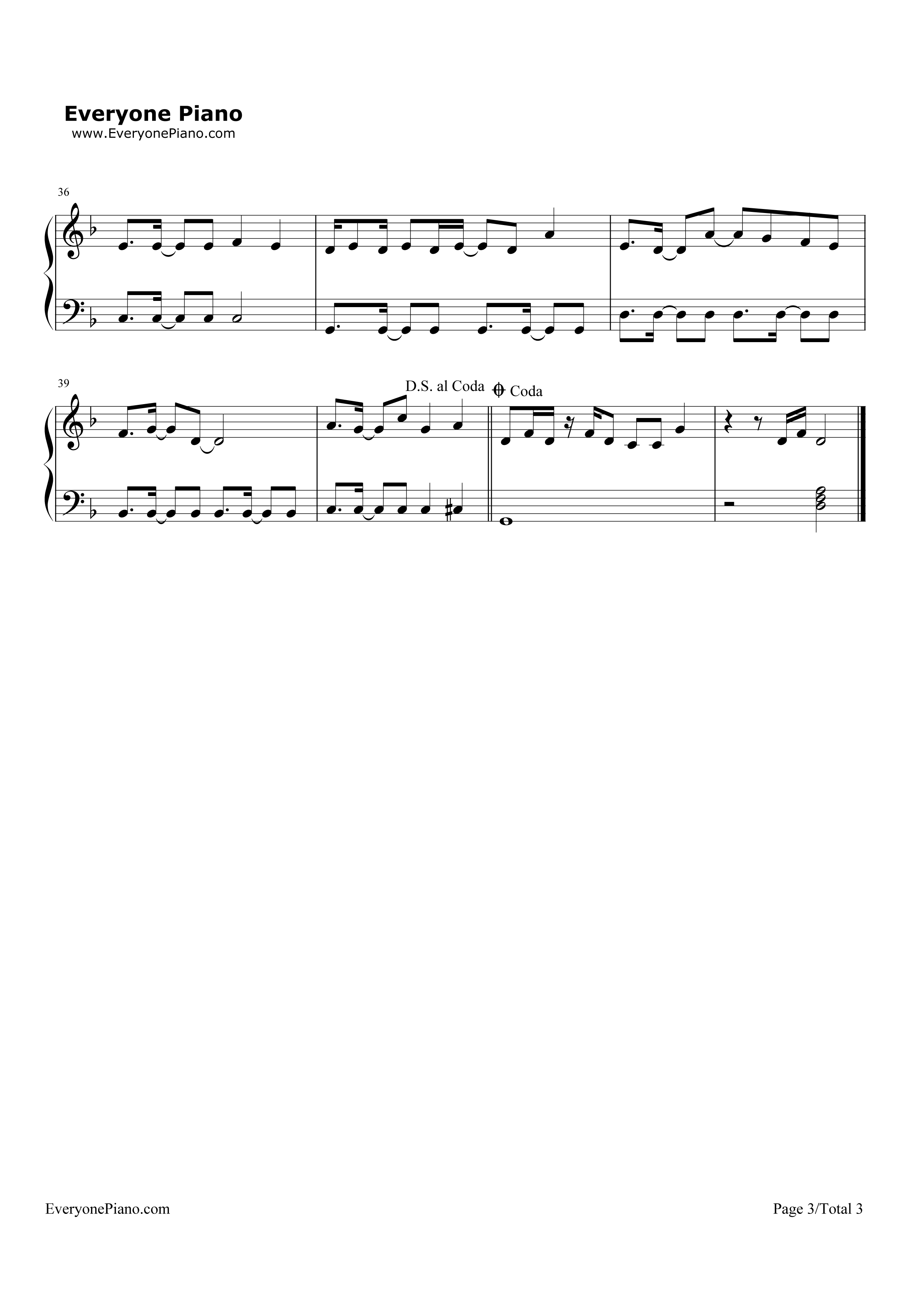 Whenever_Wherever钢琴谱_Shakira