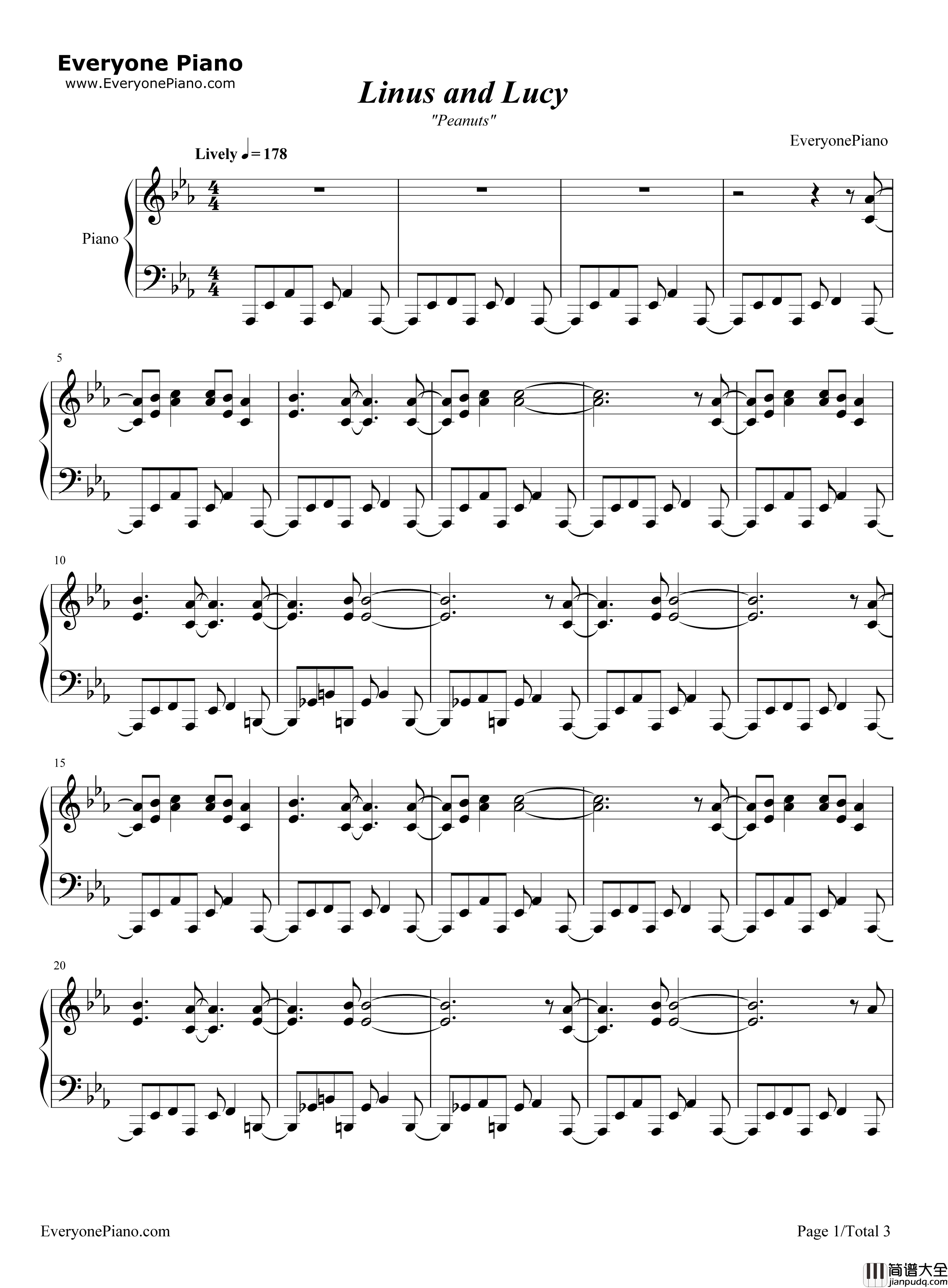 Linus_and_Lucy钢琴谱_Vince_Guaraldi