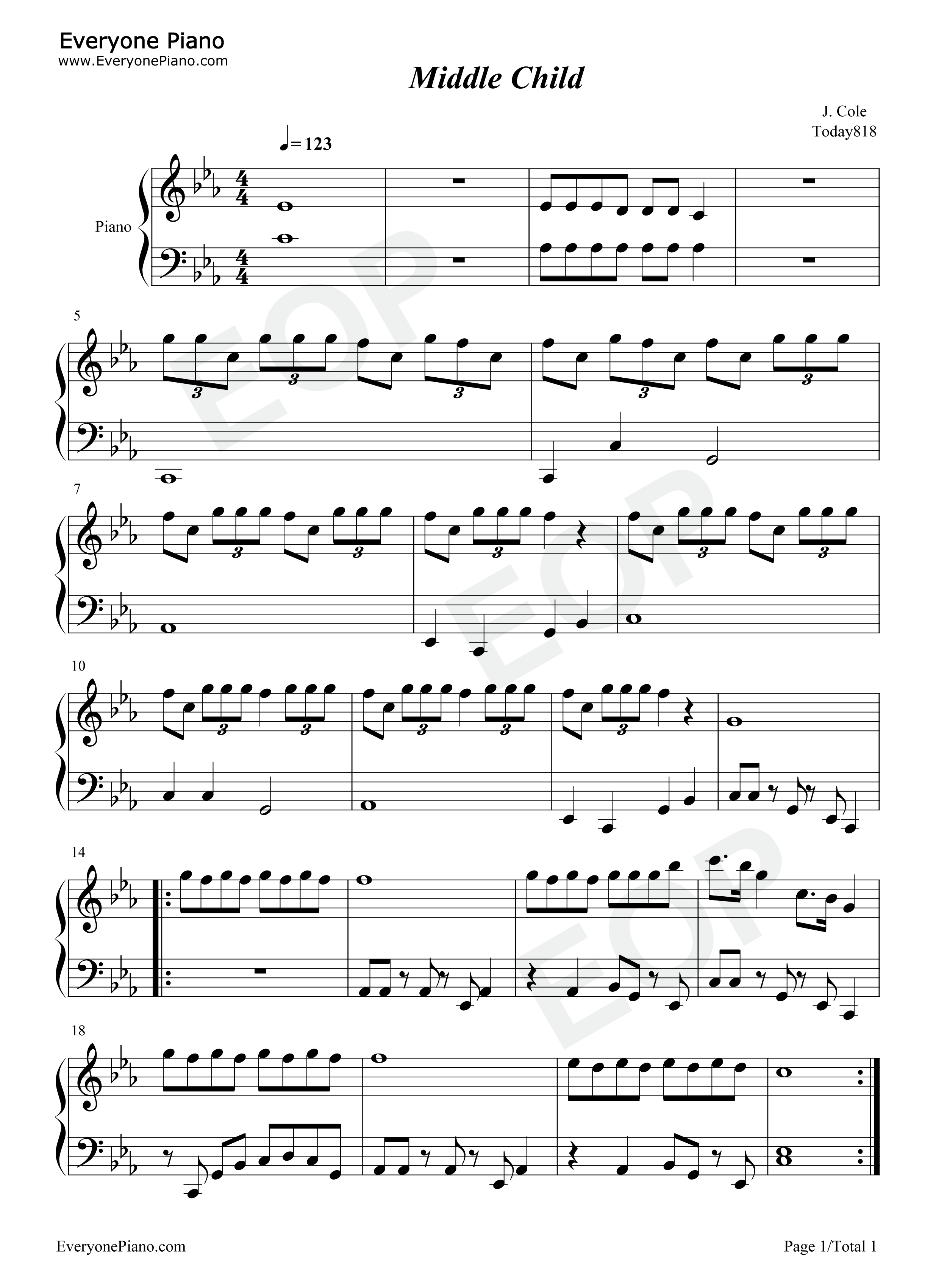 Middle_Child钢琴谱_J._Cole