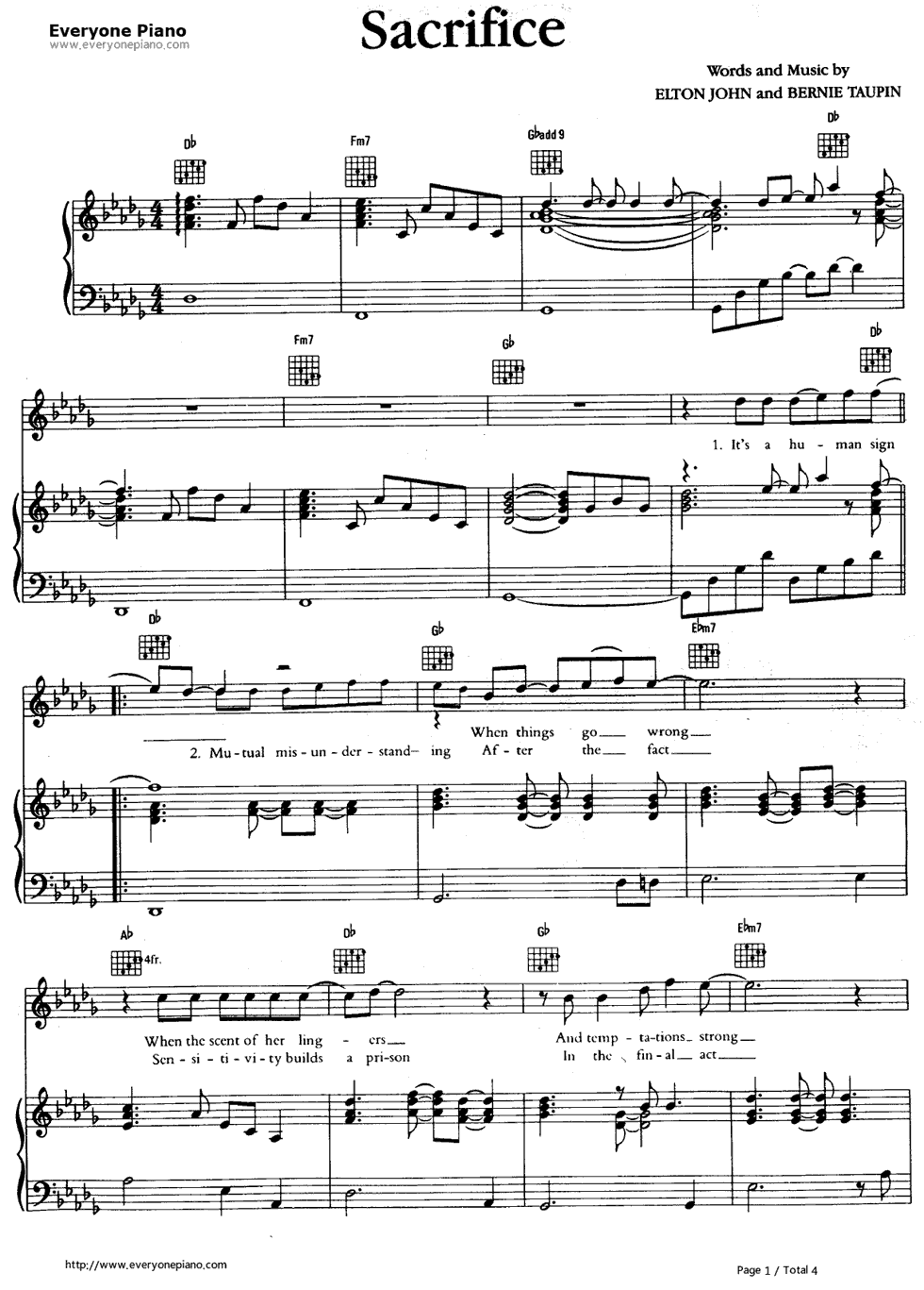 Sacrifice钢琴谱_Elton_John