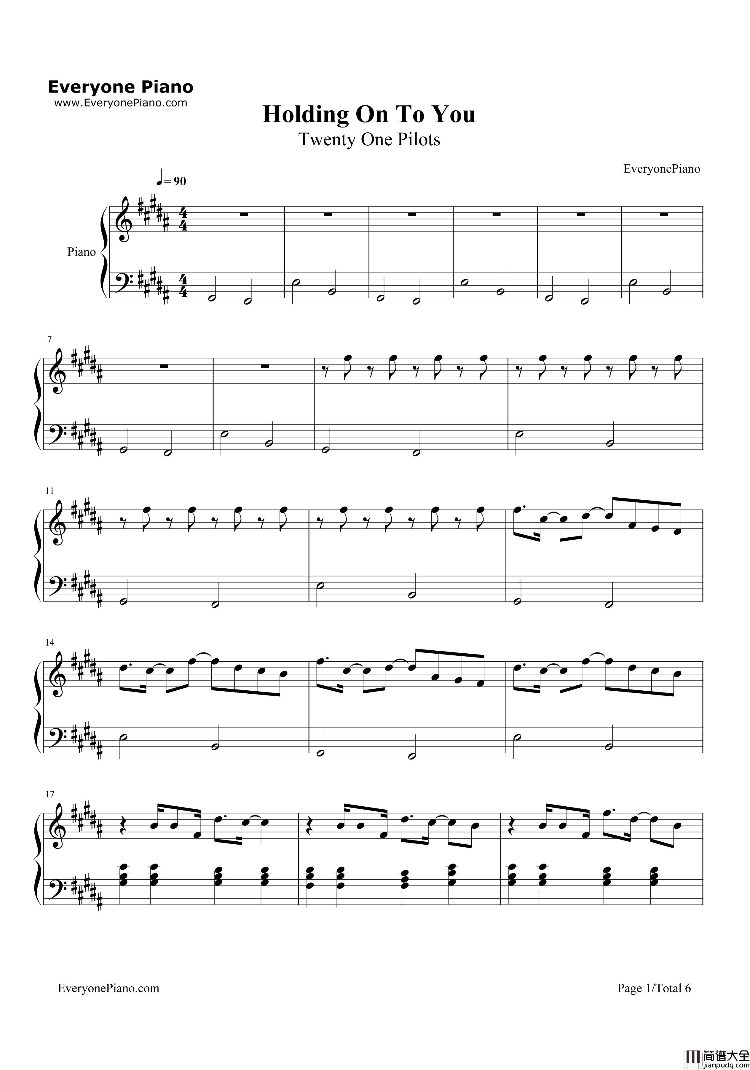 Holding_On_To_You钢琴谱_Twenty_One_Pilots