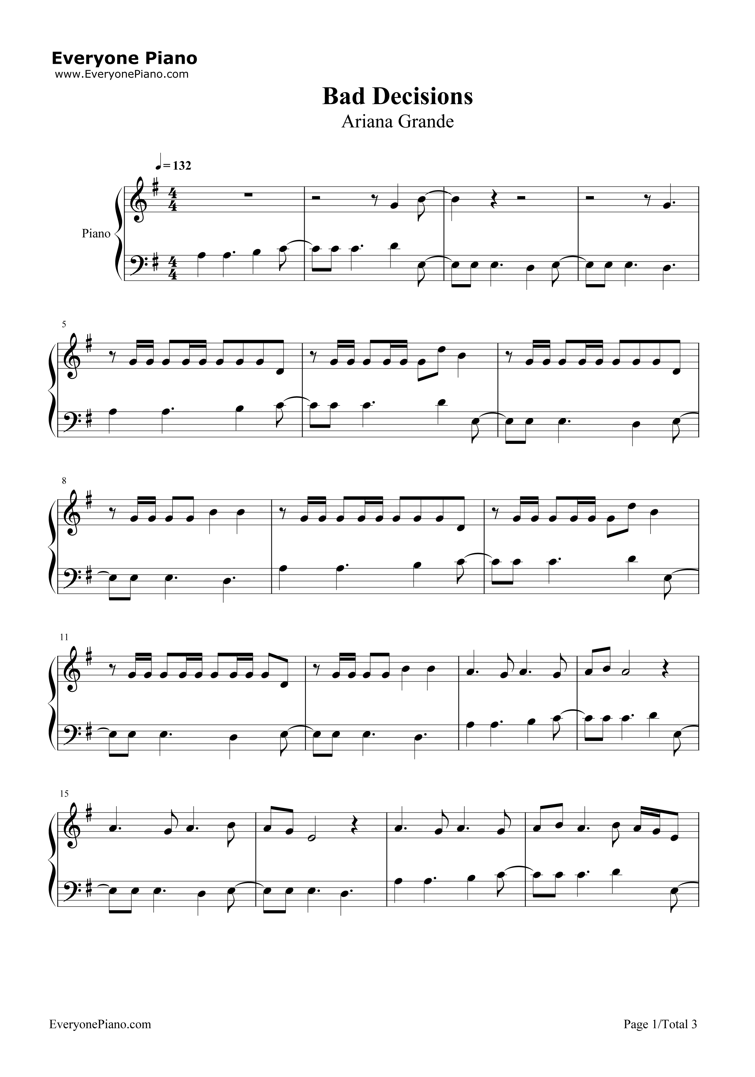 Bad_Decisions钢琴谱_Ariana_Grande